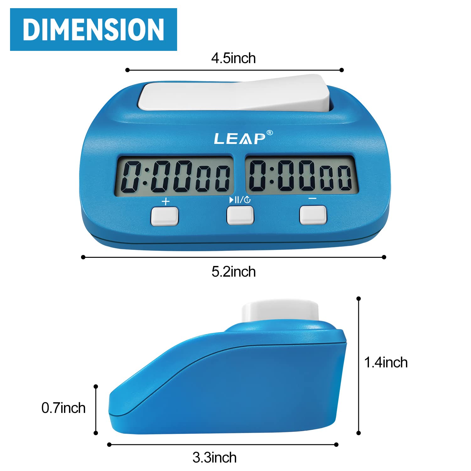 LEAP Digital Chess Clock Timer with Bonus & Delay Time Features - Professional Chess Timer for Chess, Go, Chinese Chess (Blue) - Perfect for Tournaments, Clubs & Home Games