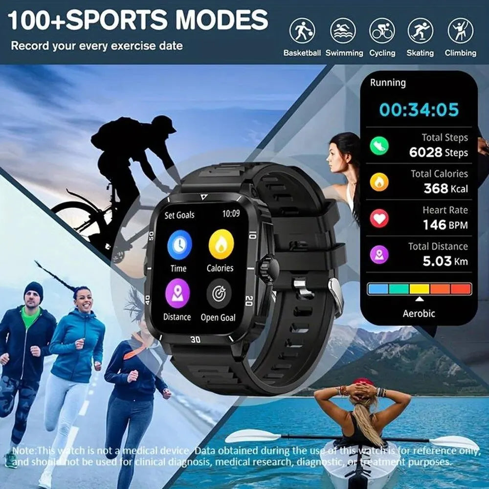 SENBONO Military Smart Watch for Men - IP68 Waterproof, 3ATM Shockproof, Outdoor Sports & Fitness Tracker - Perfect for Hiking, Running, Camping & Military Use
