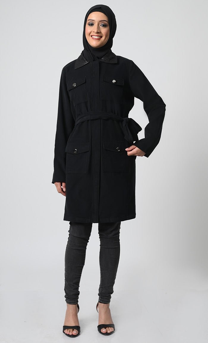 Stylish Corduroy Jacket with Adjustable Waist Belt - Perfect for Fall Outfits & Casual Wear