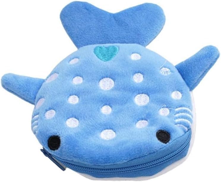 Adorable Blue Shark Plush Wallet for Women - Cute Cartoon Coin Purse, Cosmetic Bag & Key Holder with Zipper | Perfect for Everyday Use, Travel & Gift Giving