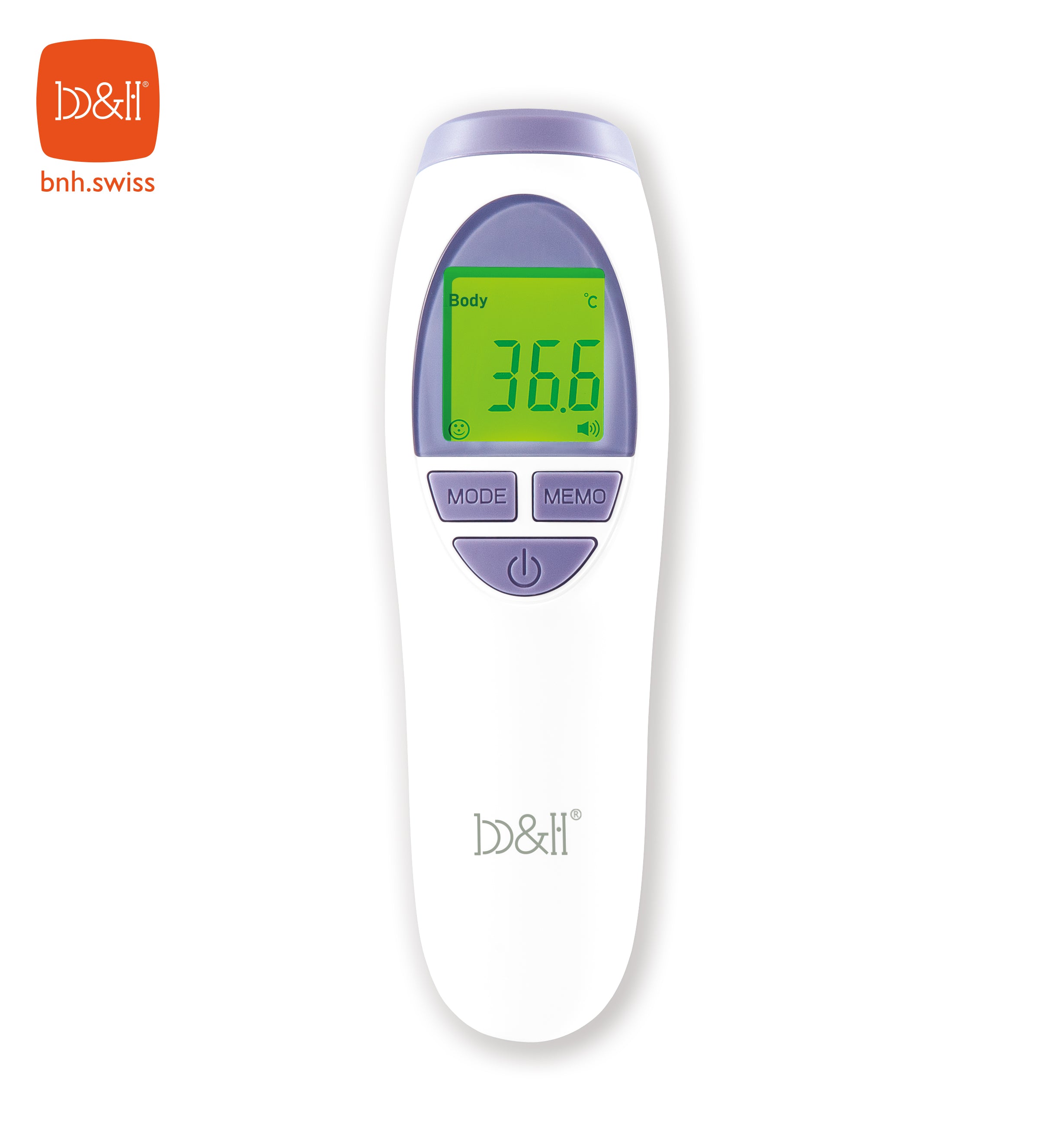 B&H Swiss 371201 (HTD8818C) Non-Contact Infrared Forehead Thermometer - Fast & Accurate Digital Fever Check for Babies, Kids & Adults - Home, Clinic & Travel Use