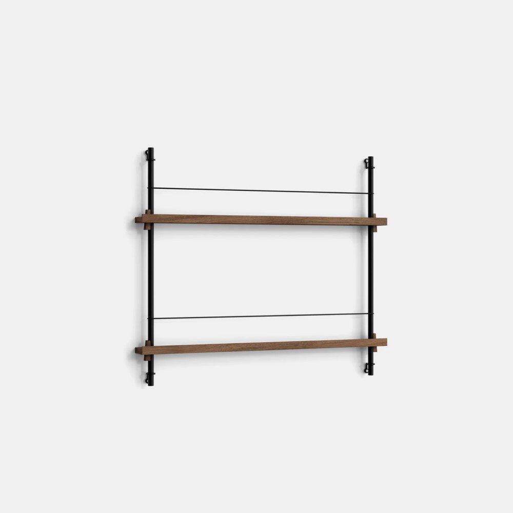MOEBE Magazine Shelving MS.65.1 - Modern Smoked Oak & Black Wall Shelf for Books & Decor - Perfect for Living Room, Office & Bedroom Storage