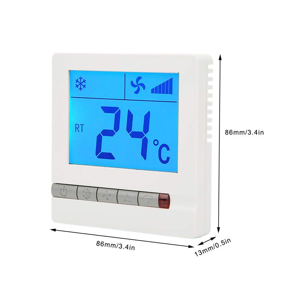 Digital Temperature Controller with LCD Display - Thermostat for Compressor Delay Protection & Fan Coil Units | Perfect for HVAC Systems, Home Brewing & Greenhouse Climate Control