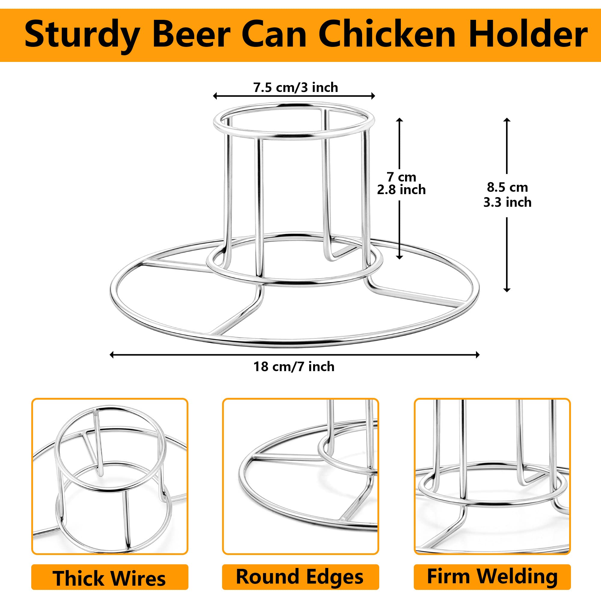Stainless Steel Beer Can Chicken Holder - Vertical Chicken Rack Stand for Roasting Turkey & Chicken - BBQ Grill & Smoker Accessories - Oven Safe & Dishwasher Safe - Perfect for Backyard BBQs, Tailgating & Holiday Cooking