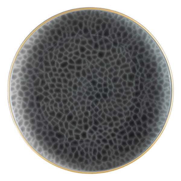 Black and Gold Rim Transparent Hammered 13-Inch Round Plastic Charger Plates - Set of 4 | Elegant Dinnerware for Weddings, Parties, and Formal Dining Events
