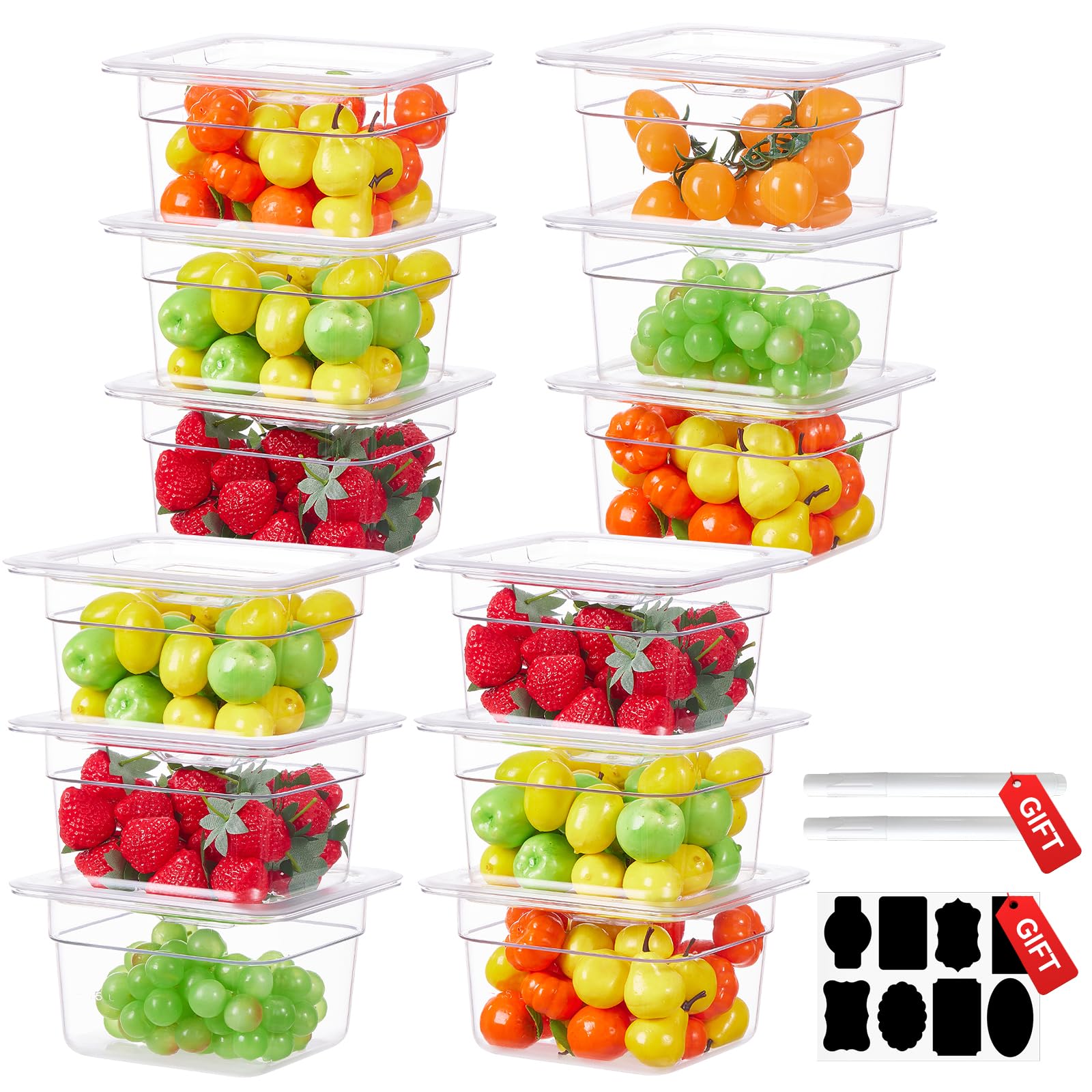 1/6 Size 6 Inch Clear NSF Polycarbonate Food Pan - 15 PCS Commercial Food Storage Containers with Lids | BPA-Free, Food Grade, Hot & Cold Resistant | Perfect for Restaurants, Catering, Buffets & Food Service Industry