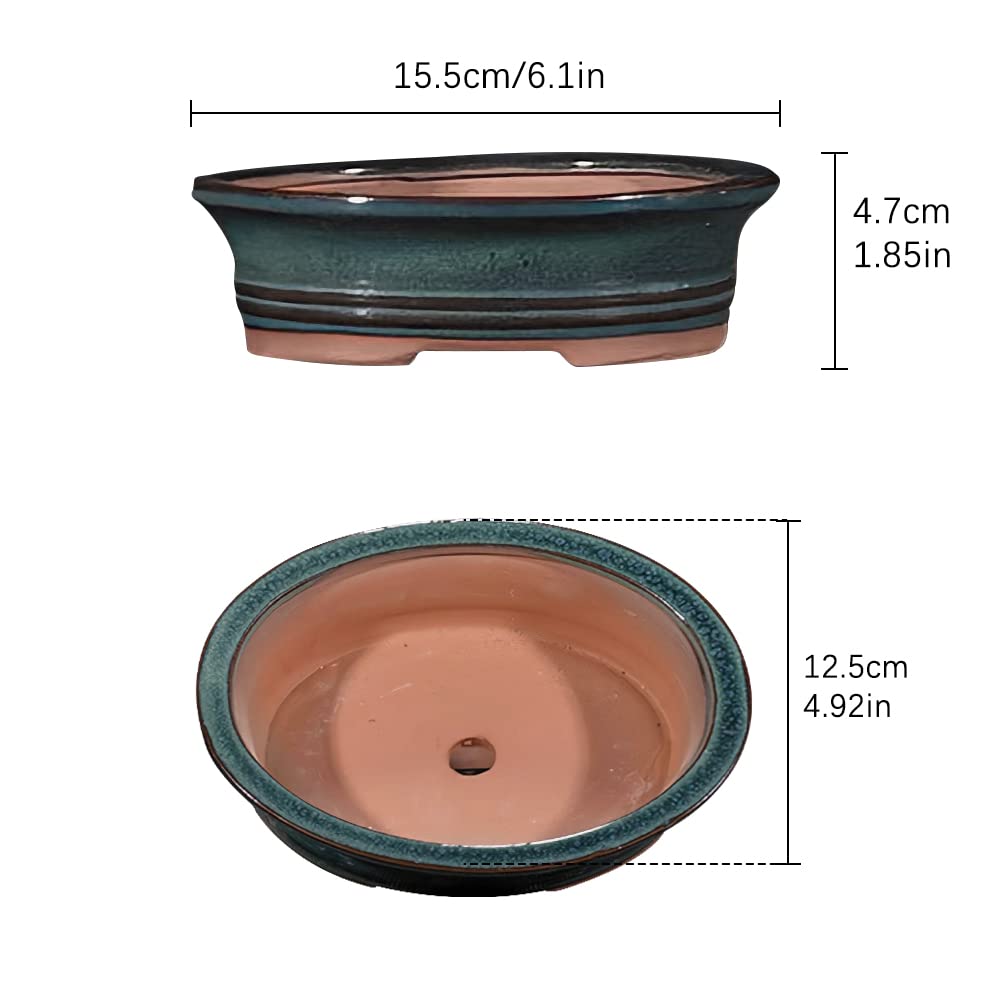 2-Pack Green Ceramic Plant Pots with Drainage Holes - 7.6