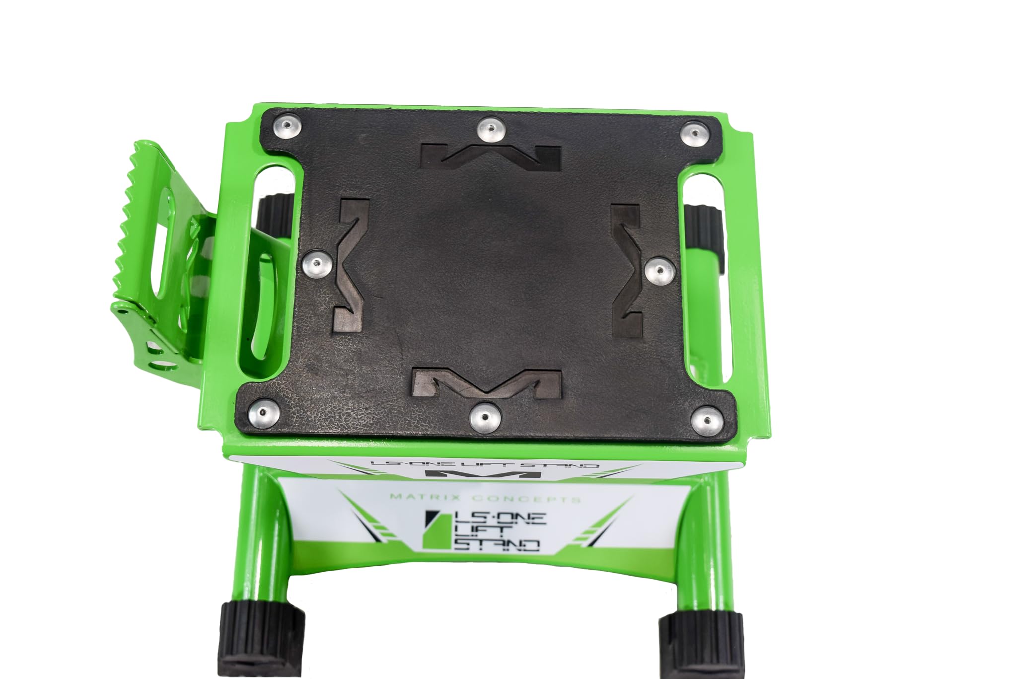 Matrix Concepts LS1 Lift Stand - Heavy Duty Carbon Steel Construction, 500 lbs Weight Capacity - Ideal for Dirt Bikes & Mini Riders - Includes Free Sticker Pack (Green) - Perfect for Garage Maintenance, Bike Storage & Off-Road Adventures