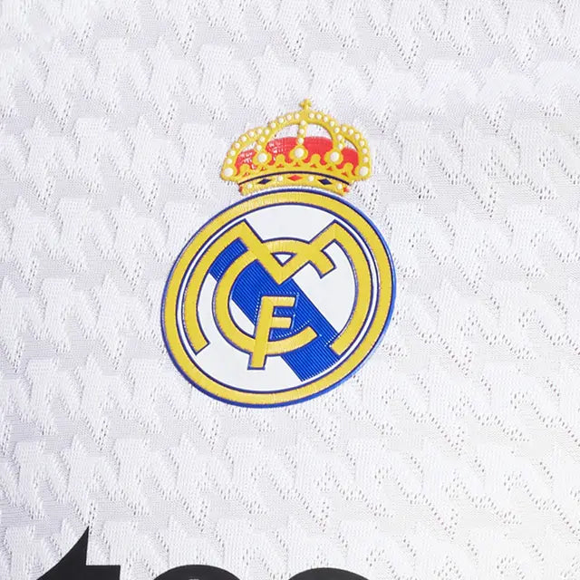 Adidas Lunin Real Madrid Authentic Home Jersey 24/25 with La Liga Patches - White & Black Soccer Shirt for Fans & Match Days