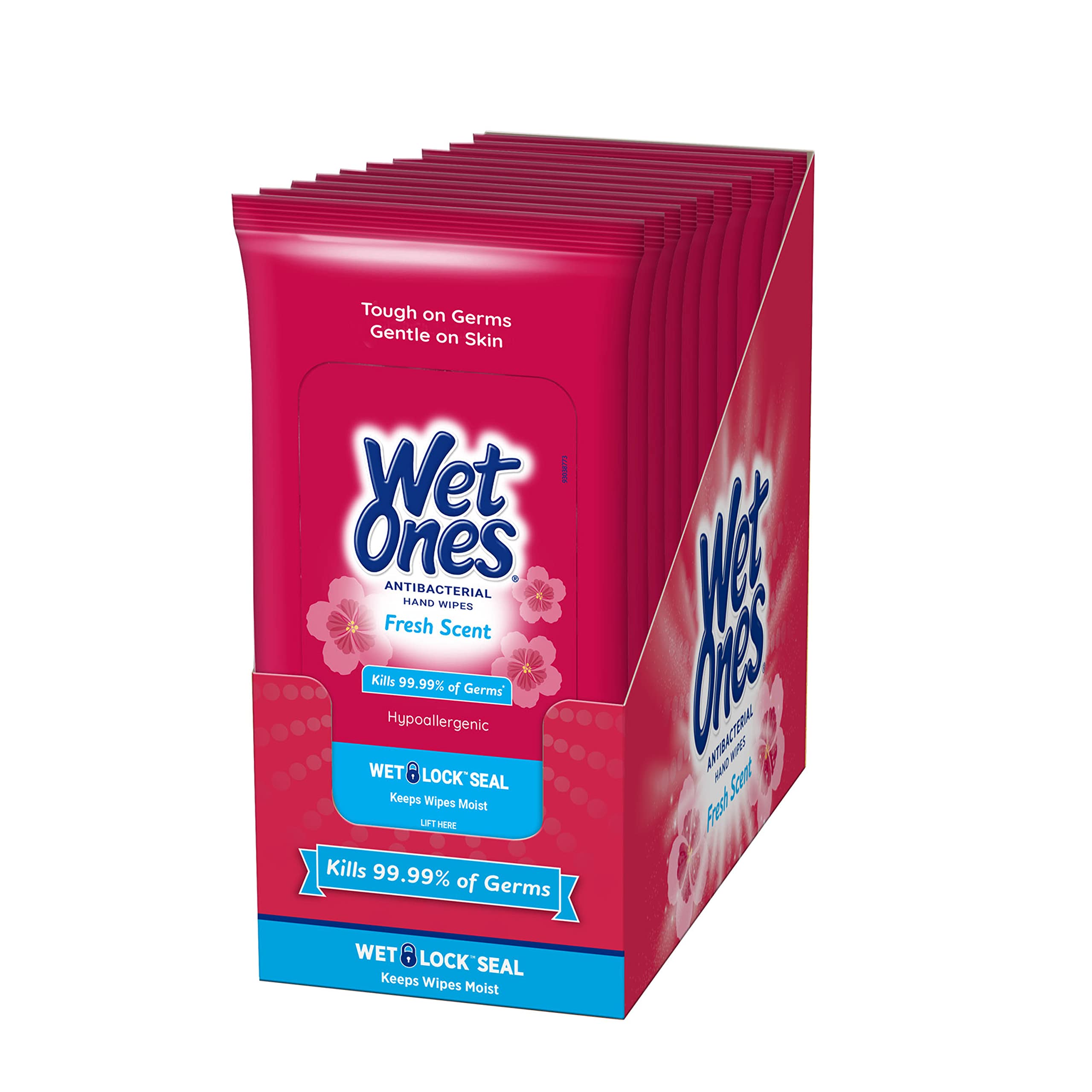 Wet Ones Antibacterial Hand Wipes Travel Size (10 Pack) - 20 Count Fresh Scent Wipes for On-The-Go Hygiene, Travel, Office & Home Use