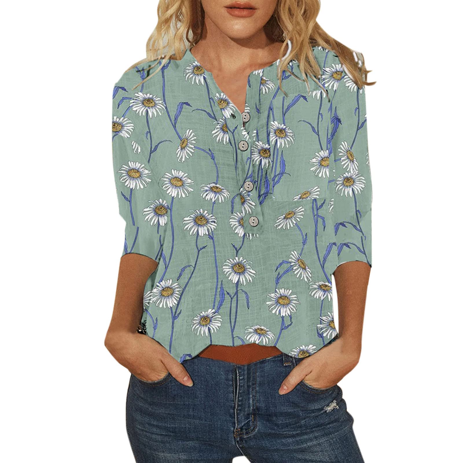 Women's Summer Tops - Casual V-Neck Short Sleeve Blouse & Loose Fit T-Shirt | Breathable Fashion Tee for Beach, Vacation & Everyday Wear