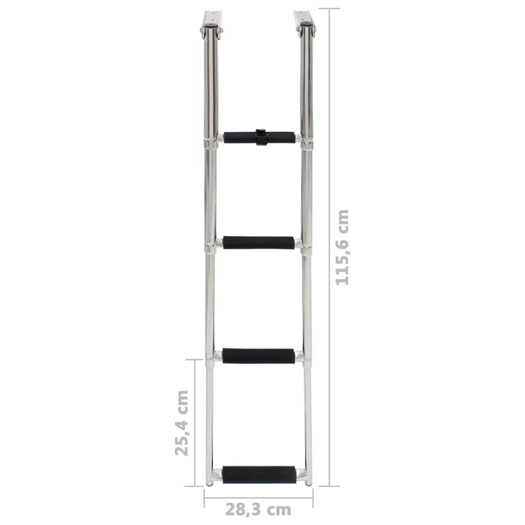 SKM 4-Step Folding Boarding Ladder | Stainless Steel Marine Boat Ladder | Perfect for Yachts, Fishing Boats & Water Sports