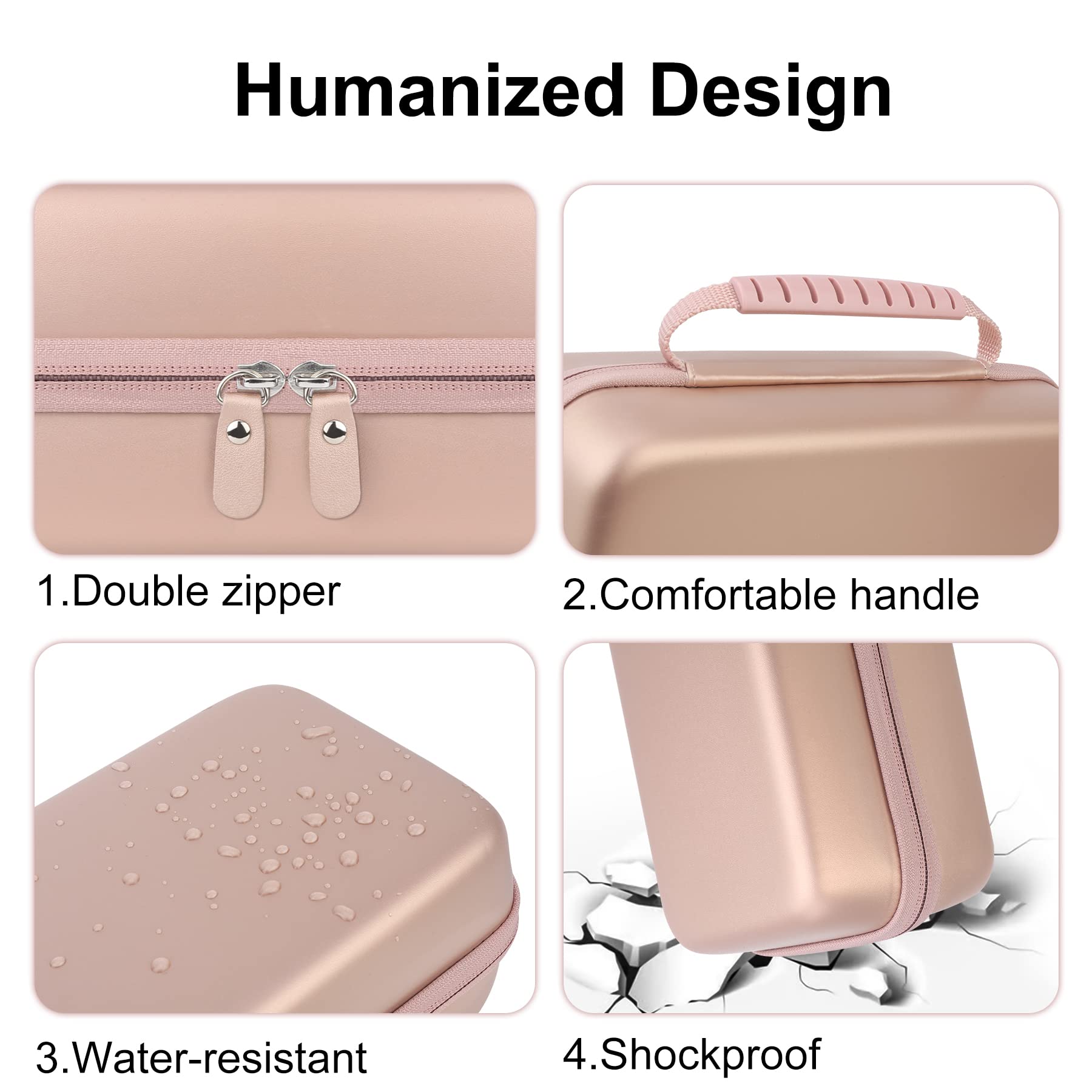 Elonbo Rose Gold Carrying Case for Halo Bolt Air 58830 mWh Portable Power Bank - Protective Storage Pouch with Extra Mesh Pocket for Car Battery Jump Starter, Jumper Cables & Accessories - Perfect for Travel, Camping & Emergency Power Backup