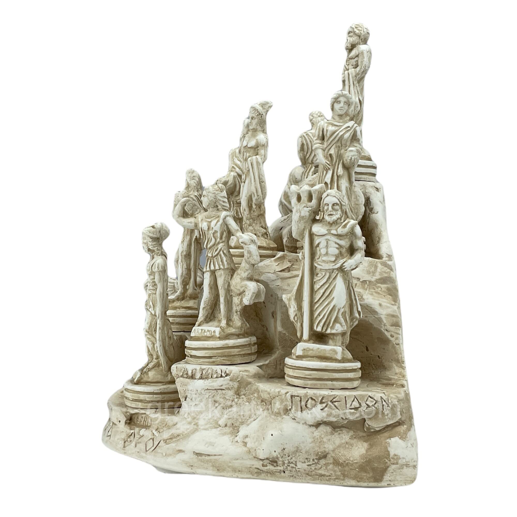 12 Greek Olympian Gods Miniature Statue Set - Handcrafted Cast Stone Figures for Home Decor, Mythology Lovers & Collectors | Perfect for Bookshelf, Office Desk & Gift Giving