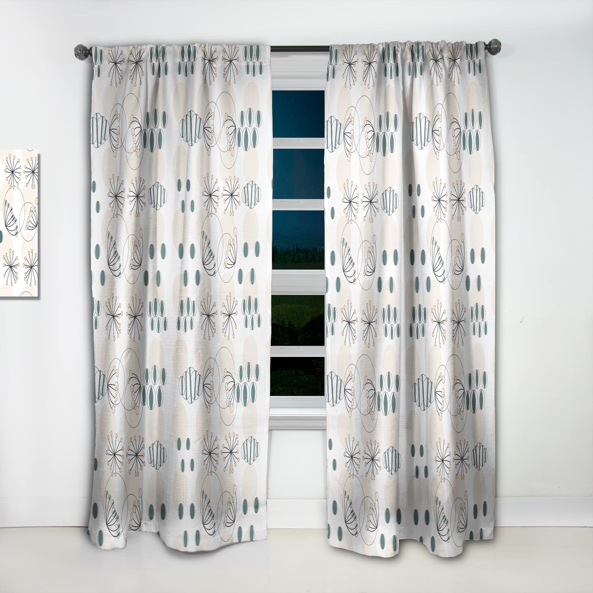 Modern Abstract Geometric Pattern Thermal Insulated Curtains - Single Panel 52x84 - Blackout Drapes for Bedroom & Living Room - Perfect for Home Decor & Light Control