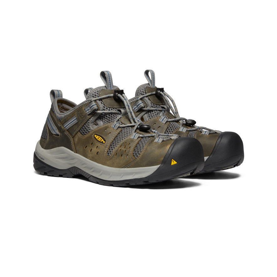 Men's Atlanta Cool II ESD Steel Toe Work Shoes - Gargoyle/Midnight Navy | Slip Resistant & Electrical Hazard Protection for Construction & Warehouse Workers