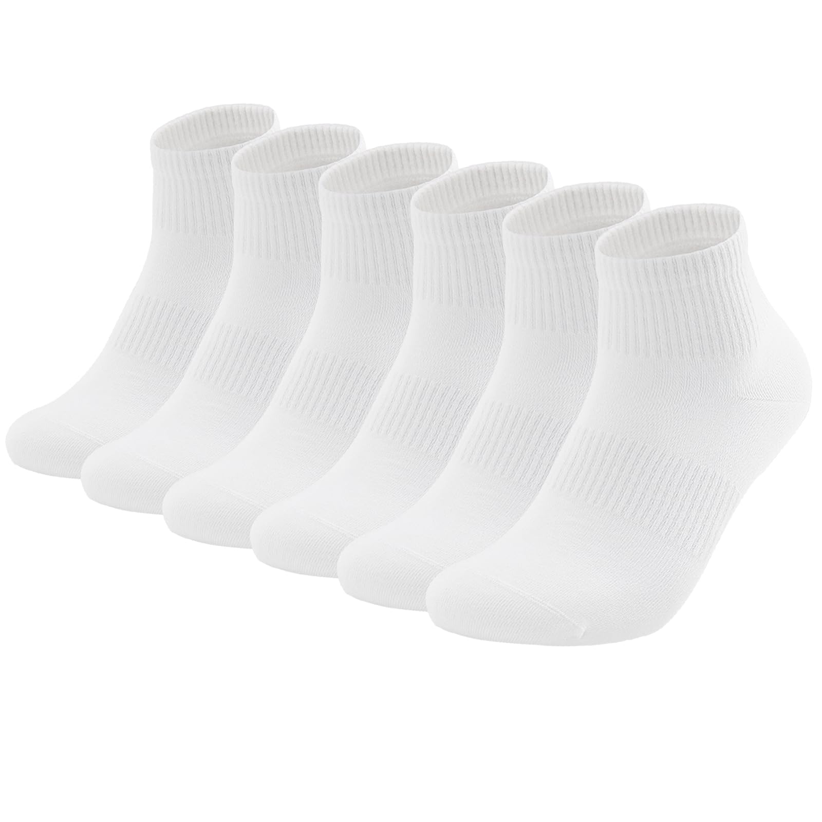 Breathable Cotton Ankle Quarter Crew Socks for Men & Women - Unisex Thin Casual Socks in Solid Colors (6-Pair Gift Box) - Perfect for Workouts, Running & Everyday Wear
