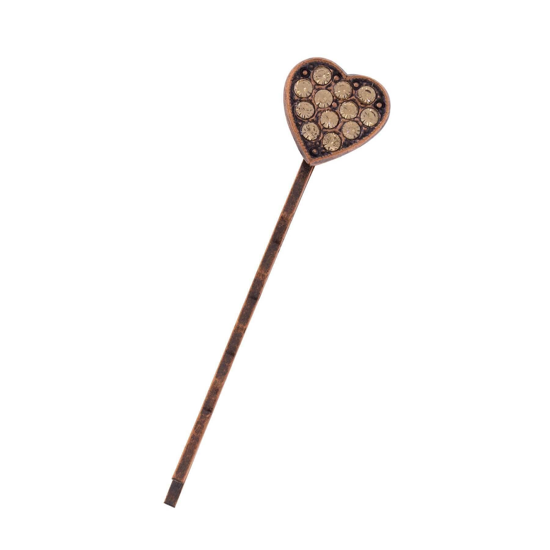 1928 Vintage Light Topaz Heart Bobby Pin - Elegant Hair Accessory for Weddings, Prom & Special Occasions