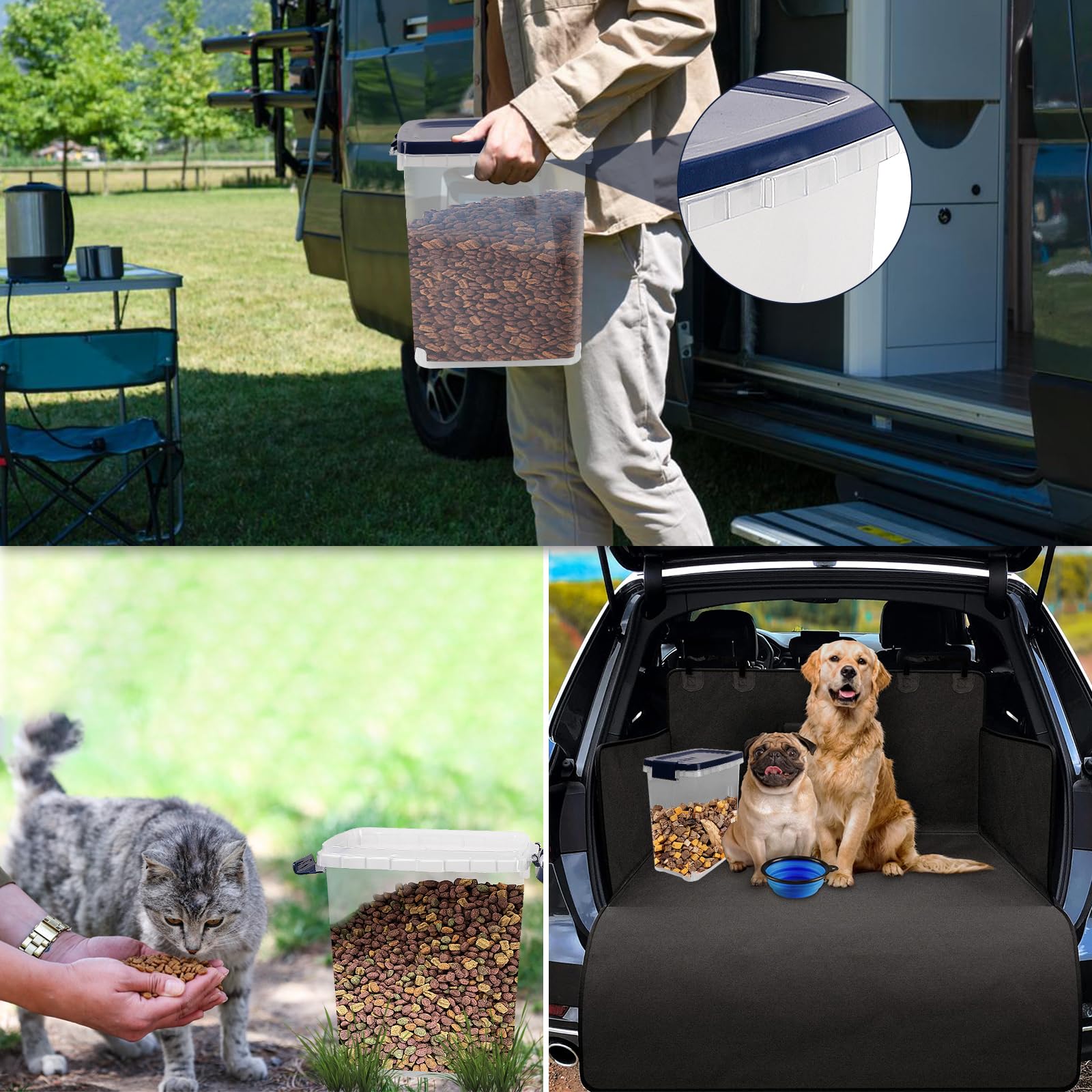 8 Lbs Airtight Pet Food Storage Container with Scoop - Locking Lid Dog & Cat Food Bin for Dry Kibble, Bird Seed & Treats - Royal Blue - Perfect for Kitchen Pantry, Pet Feeding Station & Travel Storage