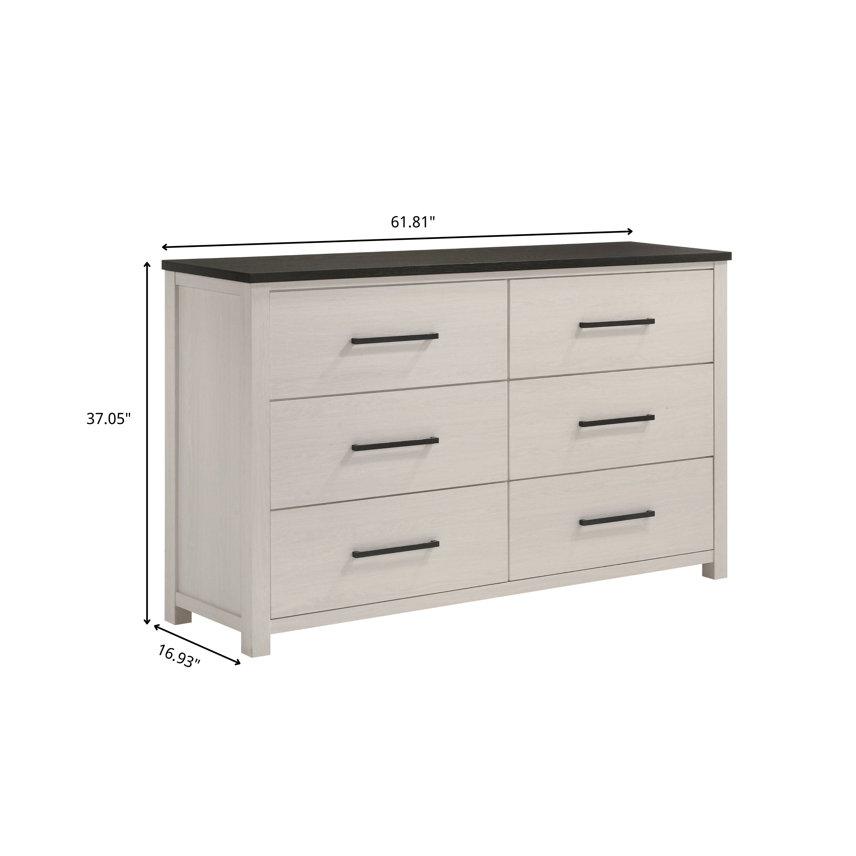 Roundhill Furniture Realynn 6-Drawer Bedroom Dresser in Off White - Spacious Storage for Clothes, Bedroom Organization & Home Decor