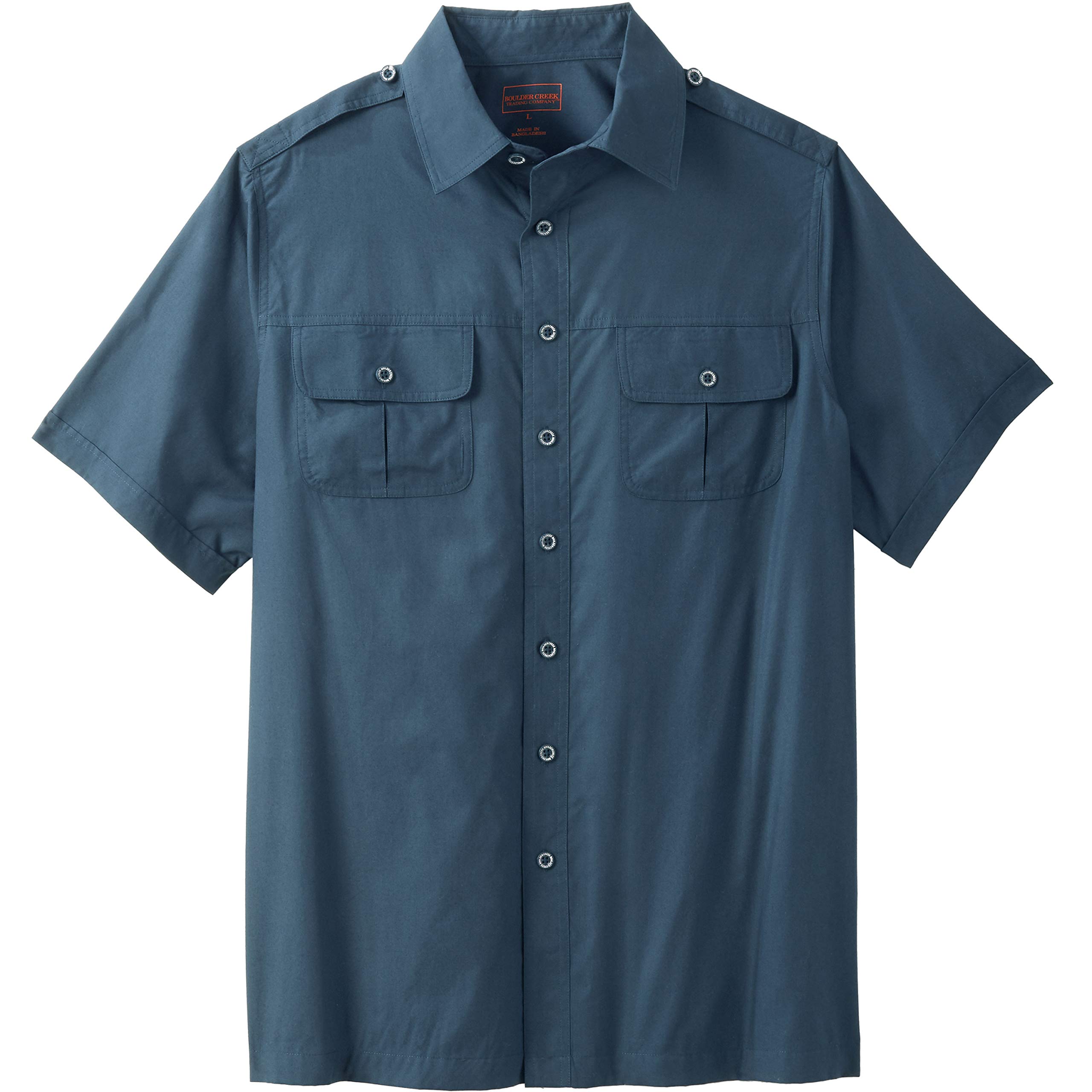 Boulder Creek by Kingsize Men's Big & Tall Short-Sleeve Pilot Shirt - Comfortable Casual Button Down Shirt for Plus Size Men - Perfect for Work, Travel & Outdoor Adventures