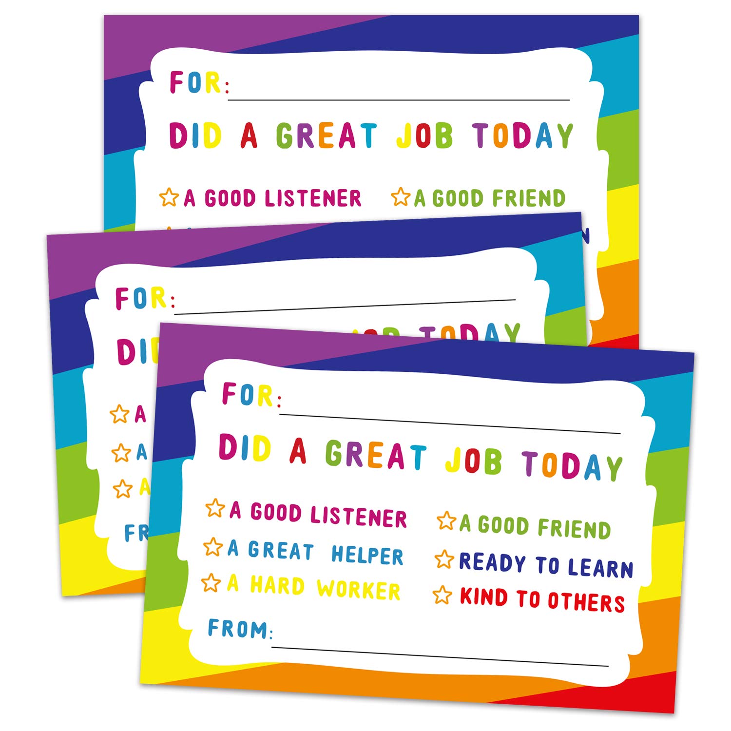 Colorful Classroom Incentive Cards Set of 50 - Positive Behavior Reward Cards with Teacher-Parent Notes - Motivational Teaching Supplies for Preschool & Kindergarten - Perfect for Behavior Management & Parent-Teacher Communication