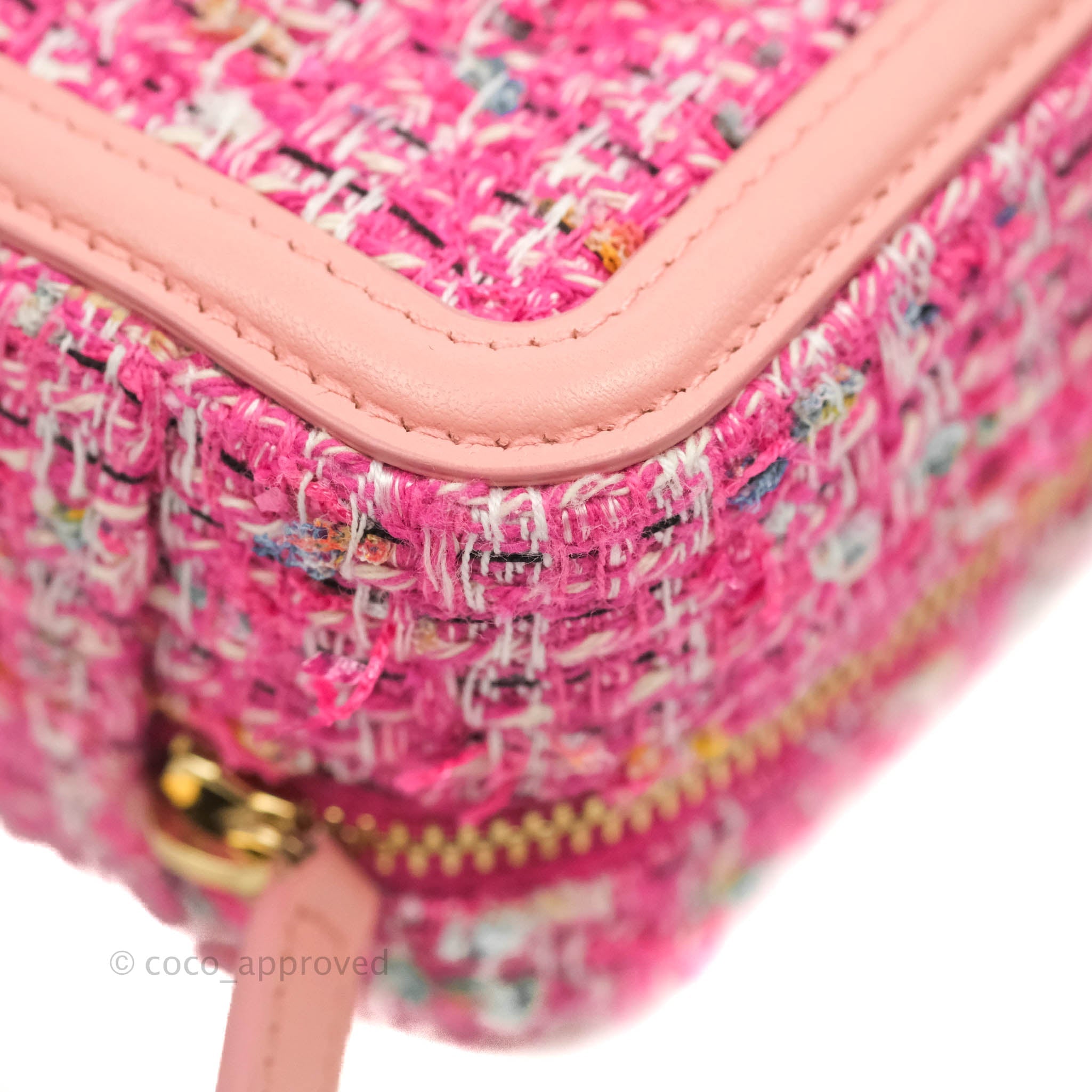 Chanel CC Filigree Vanity Clutch With Chain - Pink Tweed Crossbody Bag for Women | Luxury Designer Clutch Purse for Evening Parties, Weddings & Special Occasions