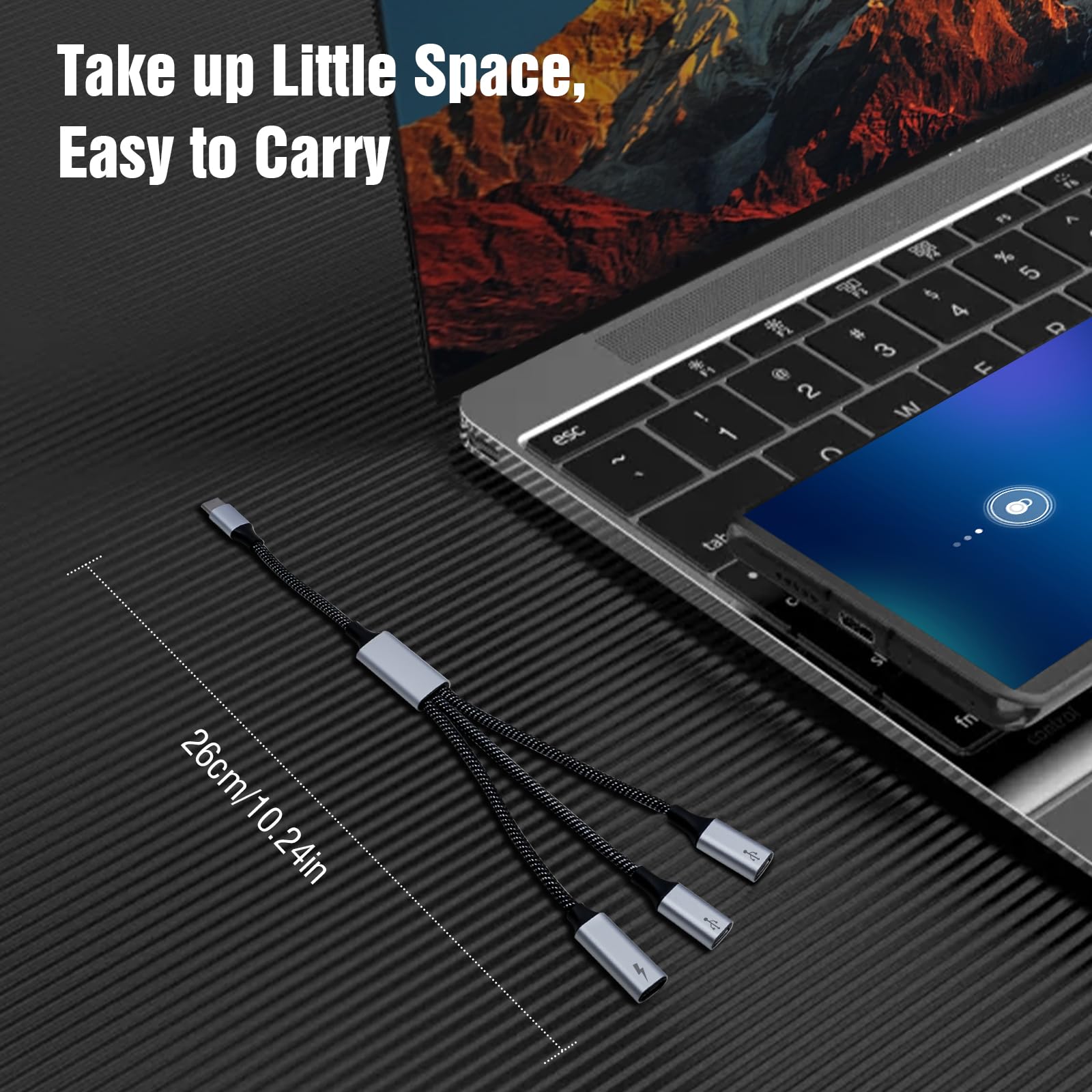 TiMOVO 3-in-1 USB C Splitter Cable - USB C Male to 3 USB C Female Adapter with 100W Fast Charging & 480Mbps Data Transfer - Compatible with iPhone 15 Series, iPad Pro/Air, MacBook, Samsung Galaxy - Perfect for Home, Office & Travel Charging Needs
