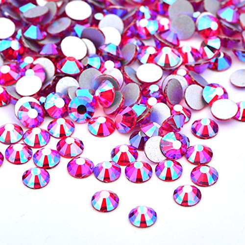 Xuccus JUNAO SS16 SS20 SS30 Hyacinth AB Glitter Glass Nail Rhinestones - Flatback Nail Crystals, Round Glass Strass Diamonds for Nail Art & Crafts (1440Pcs, Amethyst AB) - Perfect for DIY Nail Designs, Manicures, Jewelry Making and Home Decor