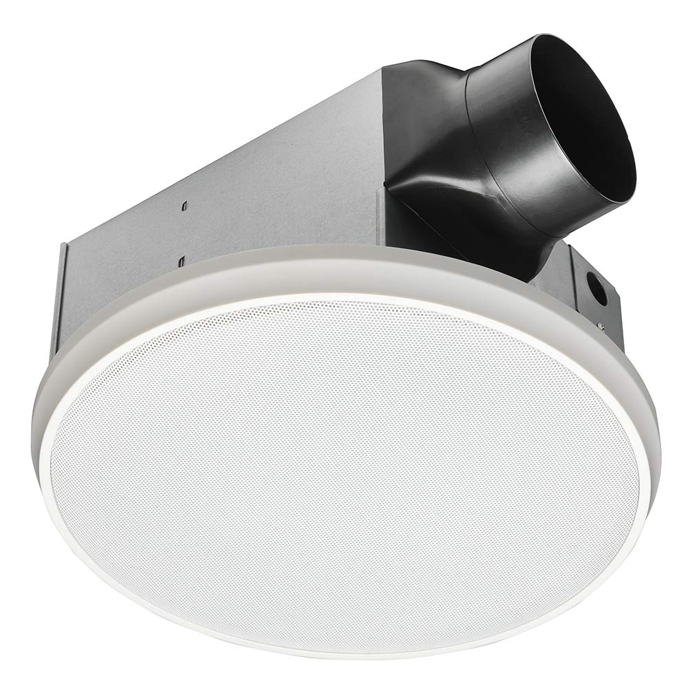 Homewerks WORLDWIDE 7130-03-BT Bluetooth Bathroom Exhaust Fan with Built-in Speaker - White Round Ceiling Ventilation (90 CFM) - Perfect for Shower Music & Bathroom Air Circulation