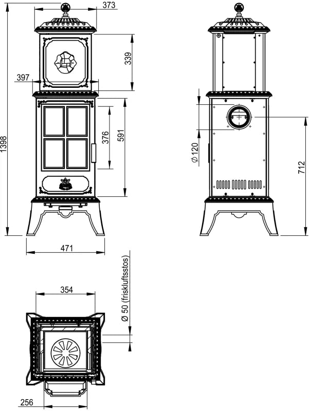 Westbo Victoria 240 Cast Iron Stove - Classic Wood Burning Fireplace for Cozy Home Heating & Cabin Decor