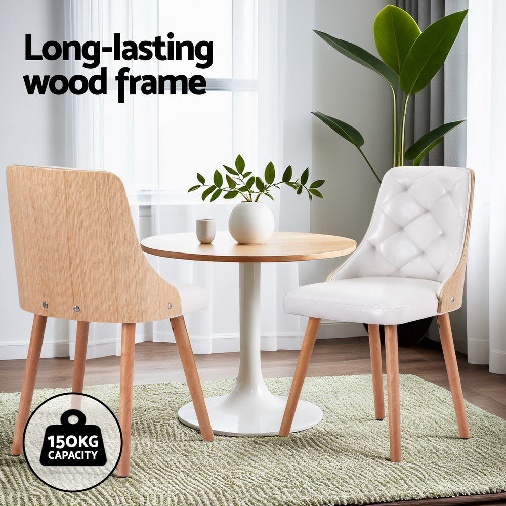 4-Piece Set of Artiss White PU Dining Chairs - Modern Kitchen & Dining Room Furniture for Home & Restaurant Use
