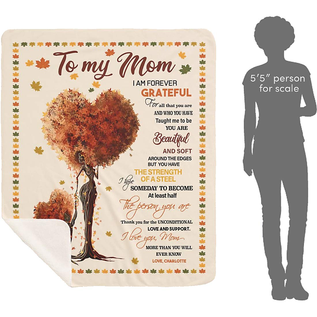 Personalized Mom Blanket from Daughter & Son - Custom Mothers Day Throw with Kids Names - 