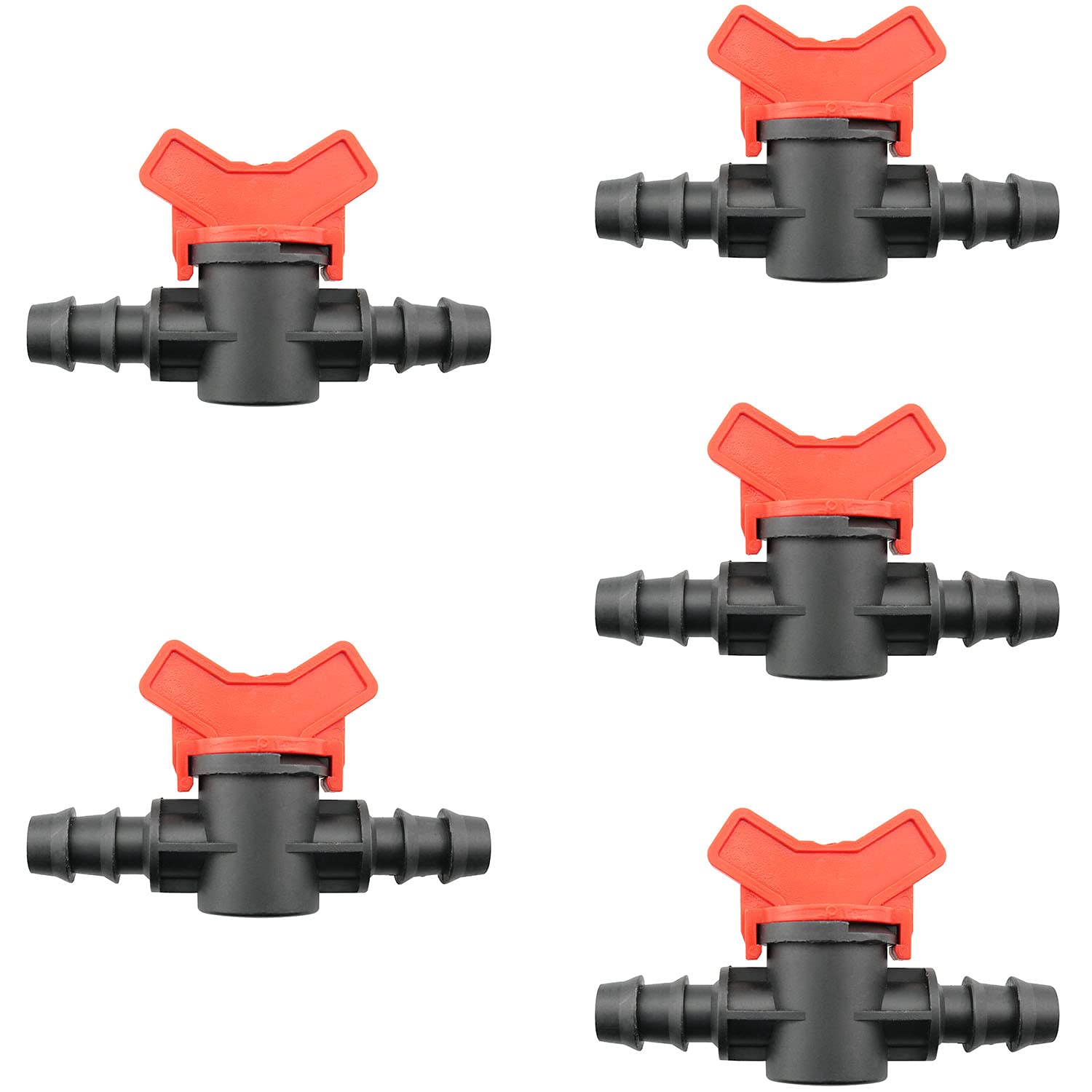 5PCS 1/2-Inch Barbed Ball Valve - Inline Shut Off Switch with Hose Barb for Aquarium, Garden & Micro Irrigation - Perfect for Water Flow Control in Hydroponics, Fish Tanks and Drip Systems