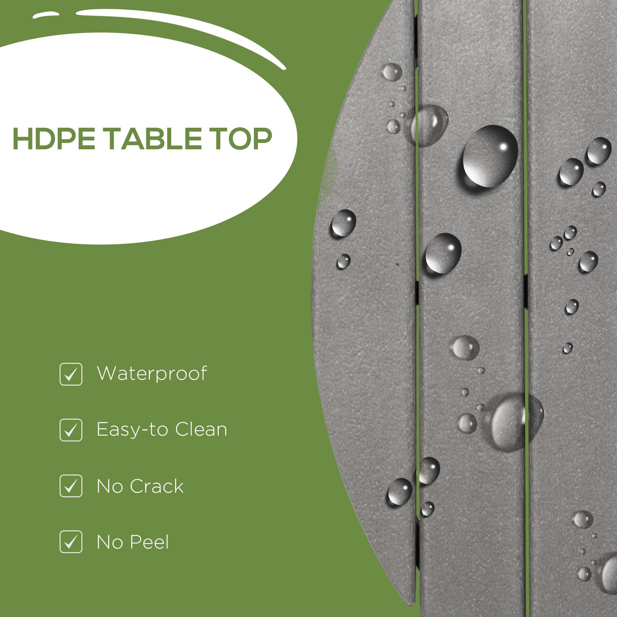 Outsunny 48 Inch Round Outdoor Patio Table with Umbrella Hole - Aluminum Frame & Weather-Resistant HDPE Tabletop - Perfect for Garden, Lawn, Balcony, Terrace Dining - Seats 4 Comfortably - Dark Gray