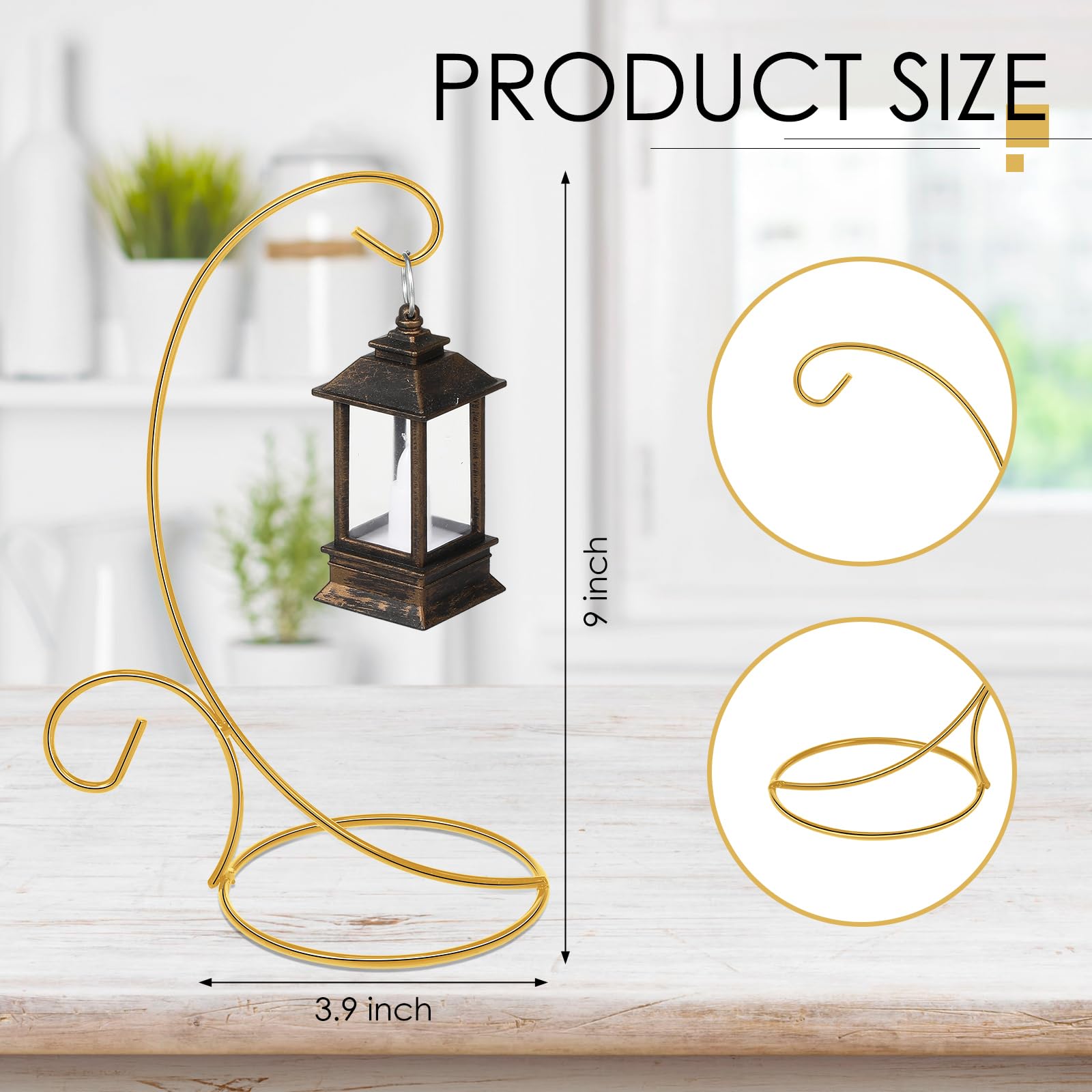 Tandefio 16 Pcs 9 Inch Gold Iron Hanging Display Stand - Christmas Ornament Holder for Glass Globes, Air Plants, Terrariums - Perfect for Holiday Decor, Table Centerpieces & Home Decoration