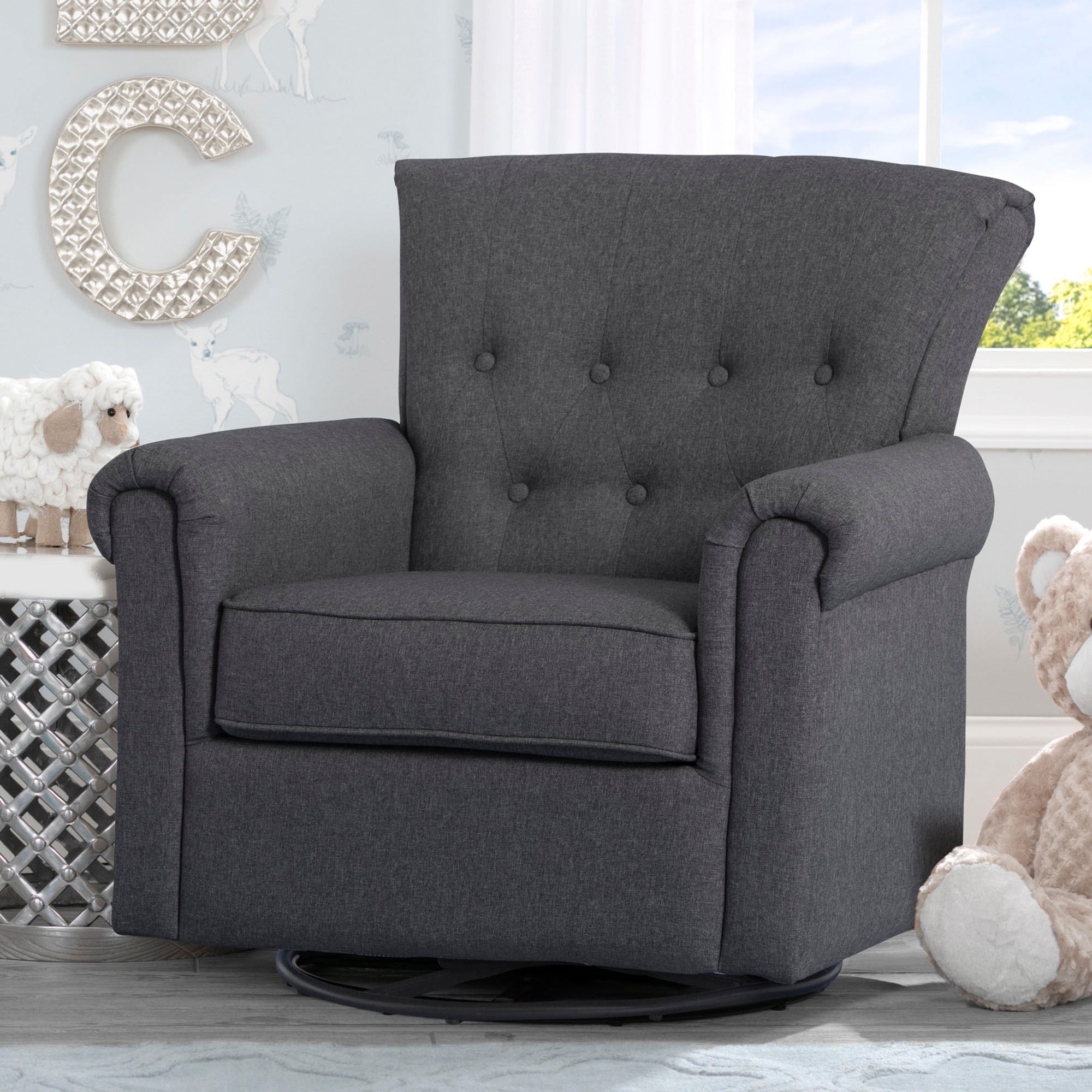 Harper Nursery Glider Swivel Rocker Chair - Comfortable Upholstered Recliner for Breastfeeding & Baby Room - Perfect for Nursing, Reading & Relaxing with Your Newborn