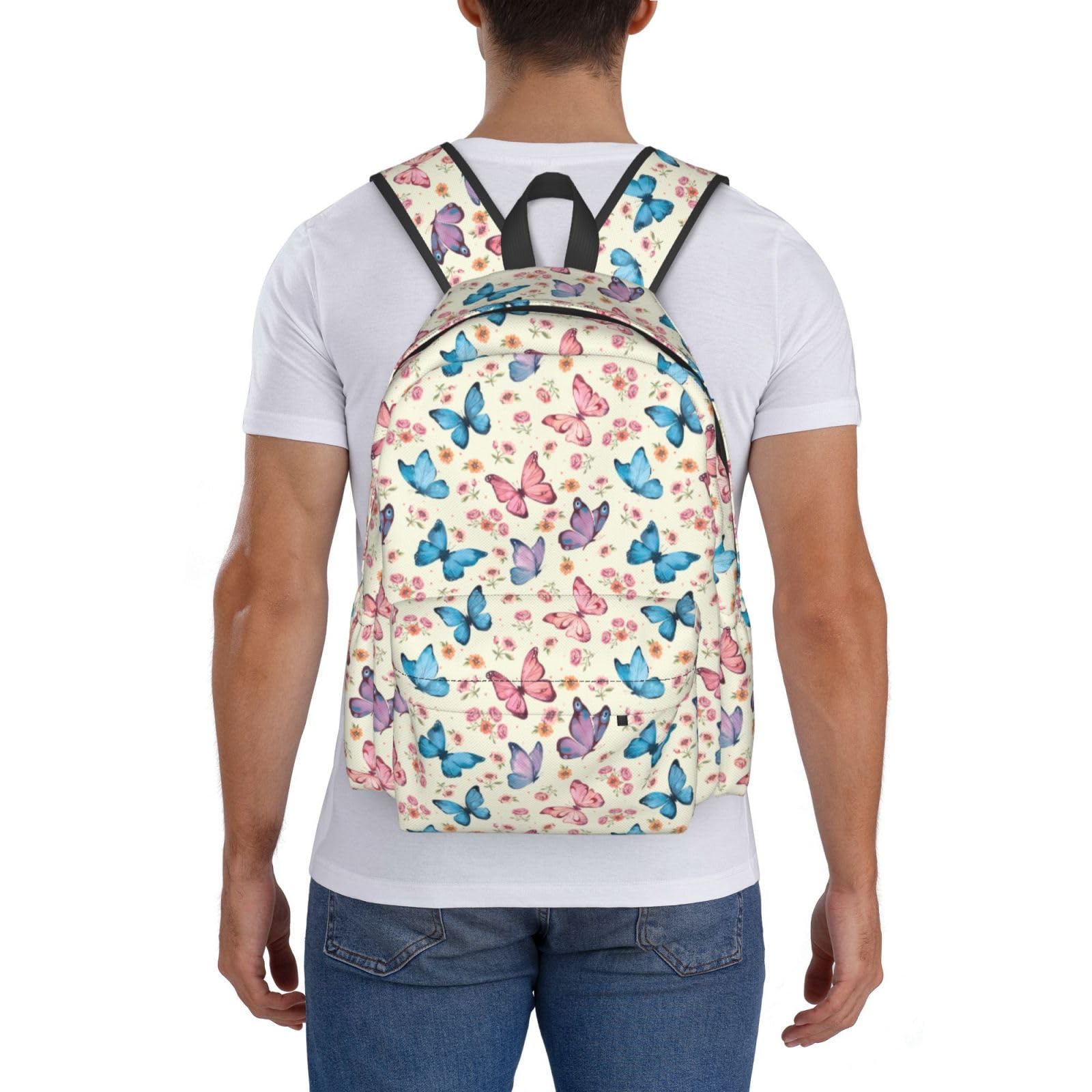 Butterfly Print Travel Backpack for Women & Men - 17 Inch Laptop Backpack, Lightweight Carry On Backpack for Work, School, Hiking, Camping & Outdoor Adventures - Perfect Gift for Travelers & Students