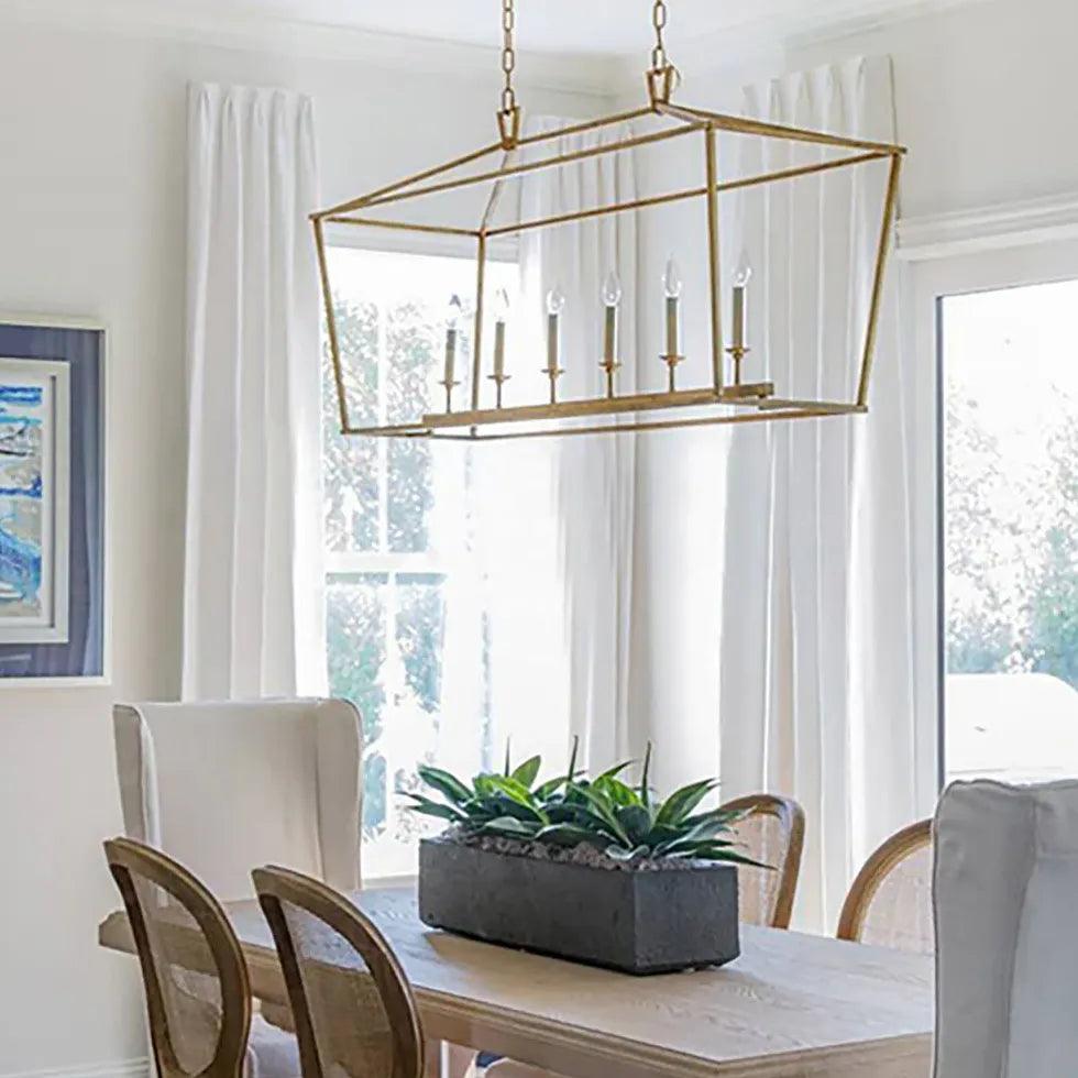 Modern Geometric Cage Candelabra Industrial Ceiling Light Fixture - Vintage Style Metal Pendant Lighting for Dining Room, Kitchen, or Living Room