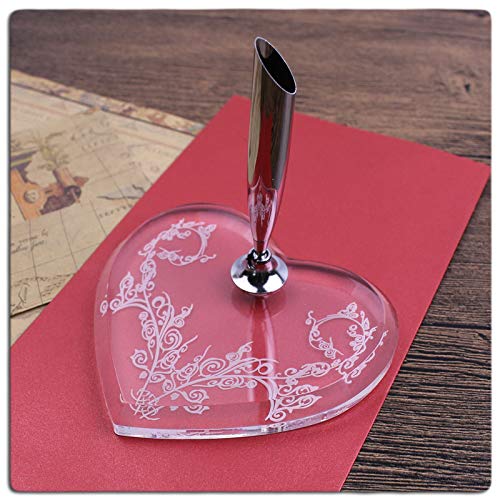 Elegant Heart-Shaped Feather Pen Holder - Dip Pen Base & Signature Stand for Office, Wedding, Party - Perfect for Desktop, Counter Decor & Stationery Gifts - Ideal for Calligraphy, Signing Events, Home & Office Organization