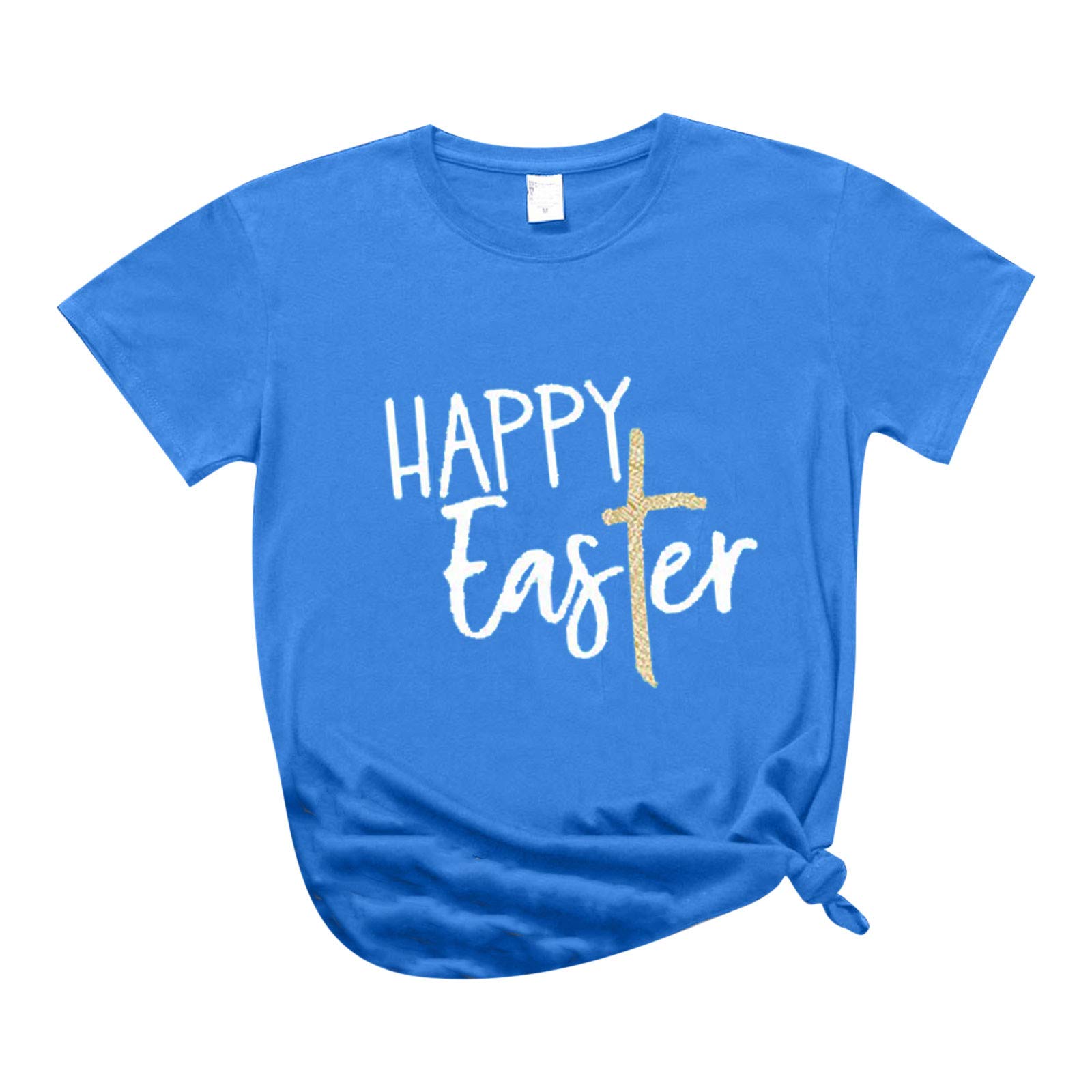 Women's Cute Easter Printed Crewneck T-Shirt - Loose Fit Casual Blouse Top (Blue, XXXXXL) | Perfect for Spring Outfits, Holiday Parties & Everyday Wear