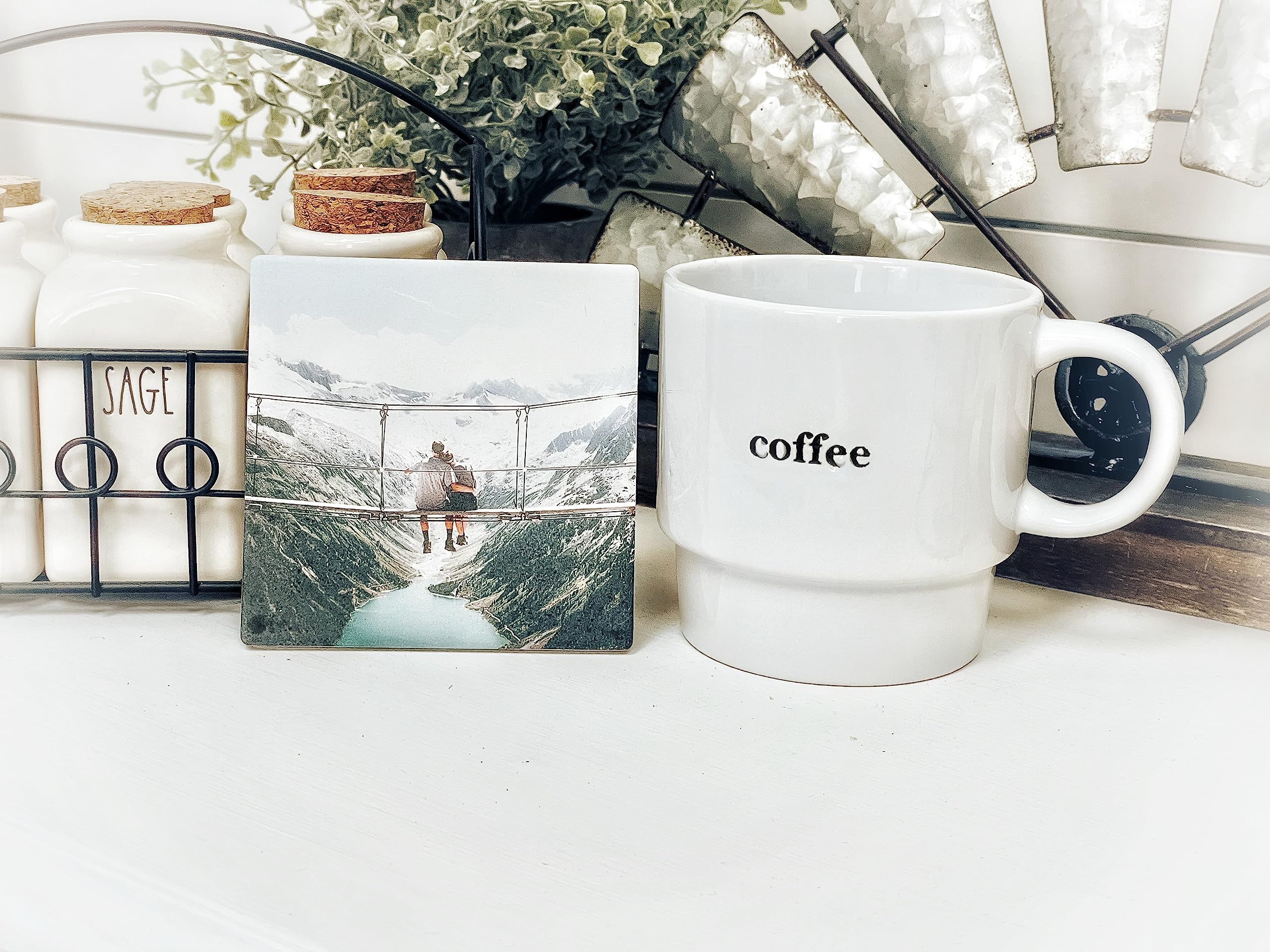 Custom Photo Coasters Set of 2 - Absorbent Ceramic Drink Coasters for Coffee & Wine - Personalized Housewarming, Wedding, Birthday Gift Idea - Perfect for Home Decor, Party Favors & Anniversary Presents