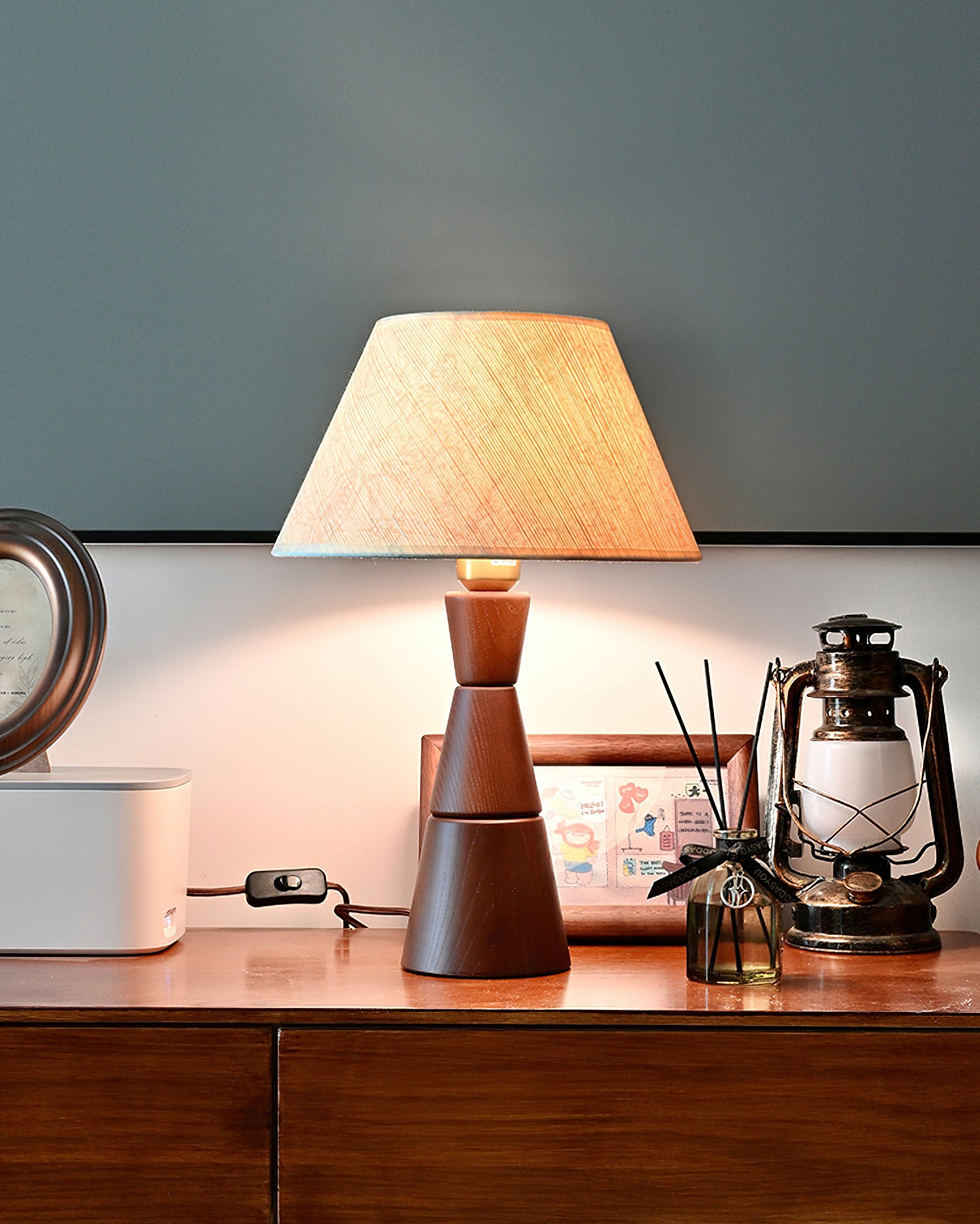Donicio Modern Table Lamp - Stylish LED Nightstand Light for Bedroom, Living Room & Office - Warm White & Cool White Dimmable Lighting - Perfect for Reading, Relaxing & Decor