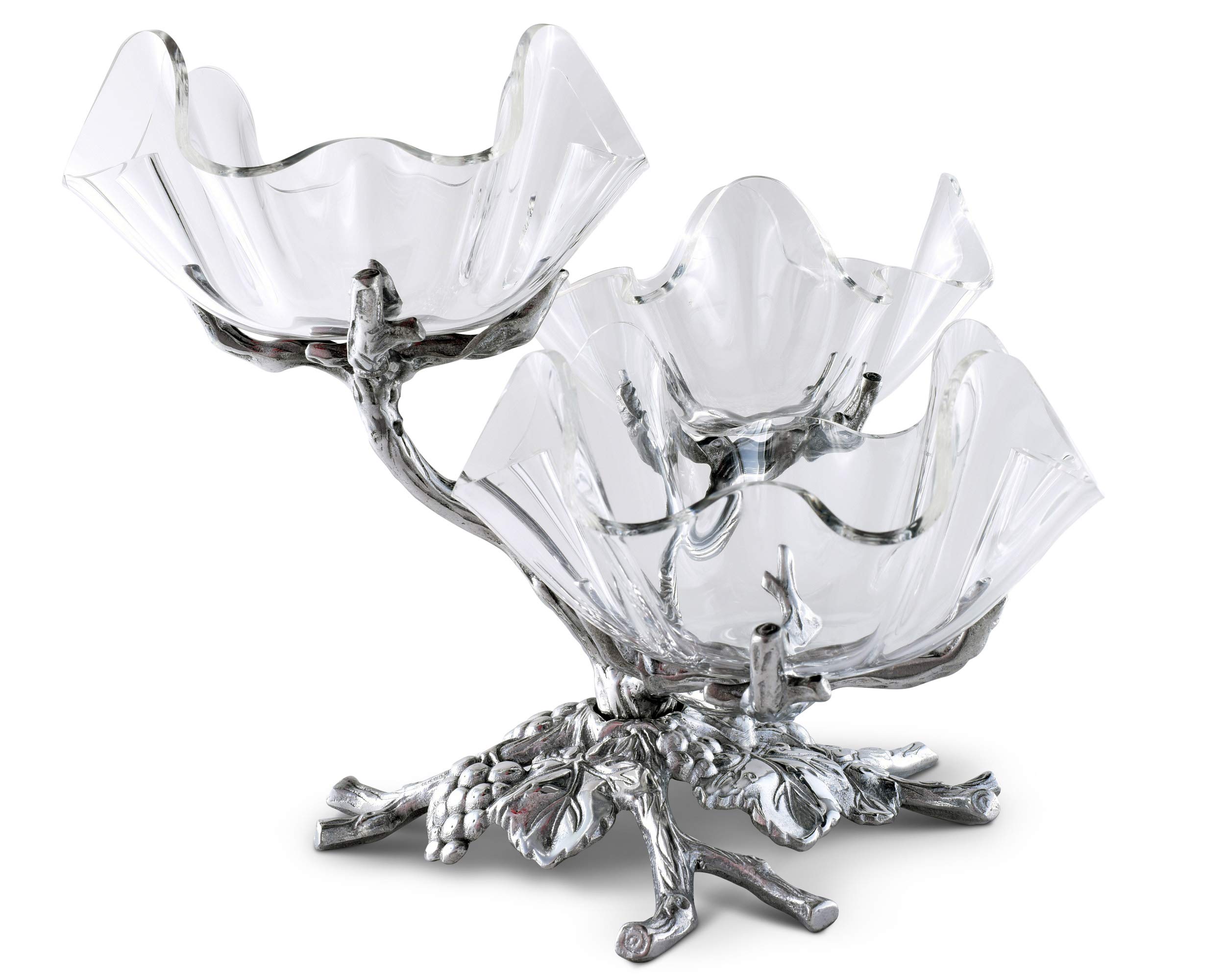 Arthur Court Grape 3-Tier Acrylic Bowl Stand - Elegant Fruit Display for Kitchen, Dining Table & Party Buffet Serving - Perfect for Entertaining, Holiday Decor & Centerpiece