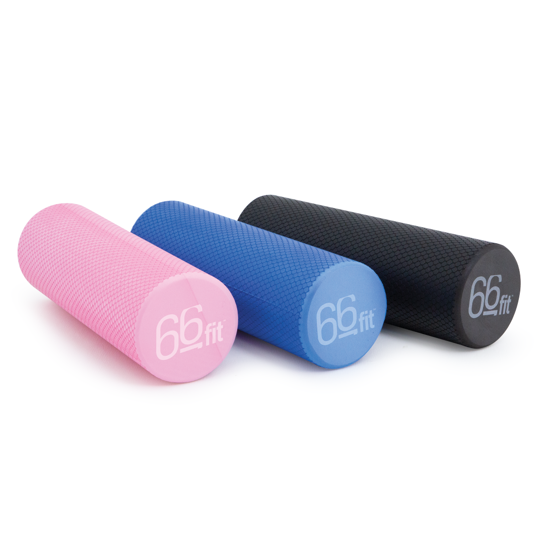 66Fit High-Density Round Foam Roller - Medium Size 45cm for Muscle Recovery, Yoga & Fitness Training - Perfect for Home Gym, Physical Therapy & Sports Massage