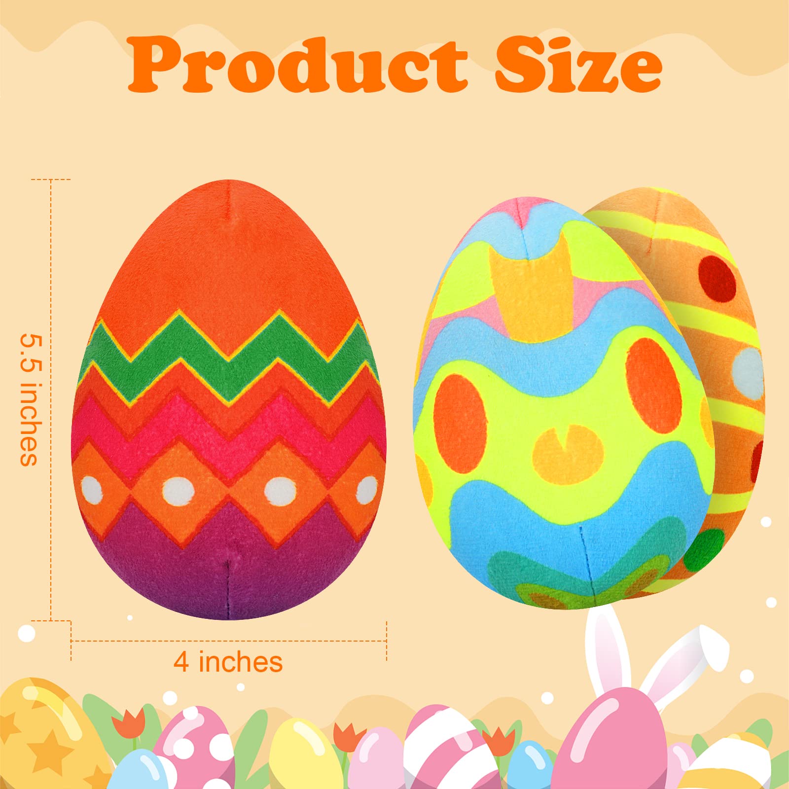 YUEPET 3 Pack Easter Egg Dog Chew Toys - Squeaky Plush Puppy Toys for Small & Medium Dogs, Teeth Cleaning & Anxiety Relief - Perfect Easter Gift for Puppies (3 Eggs) | Great for Playtime, Training Rewards & Holiday Gifting