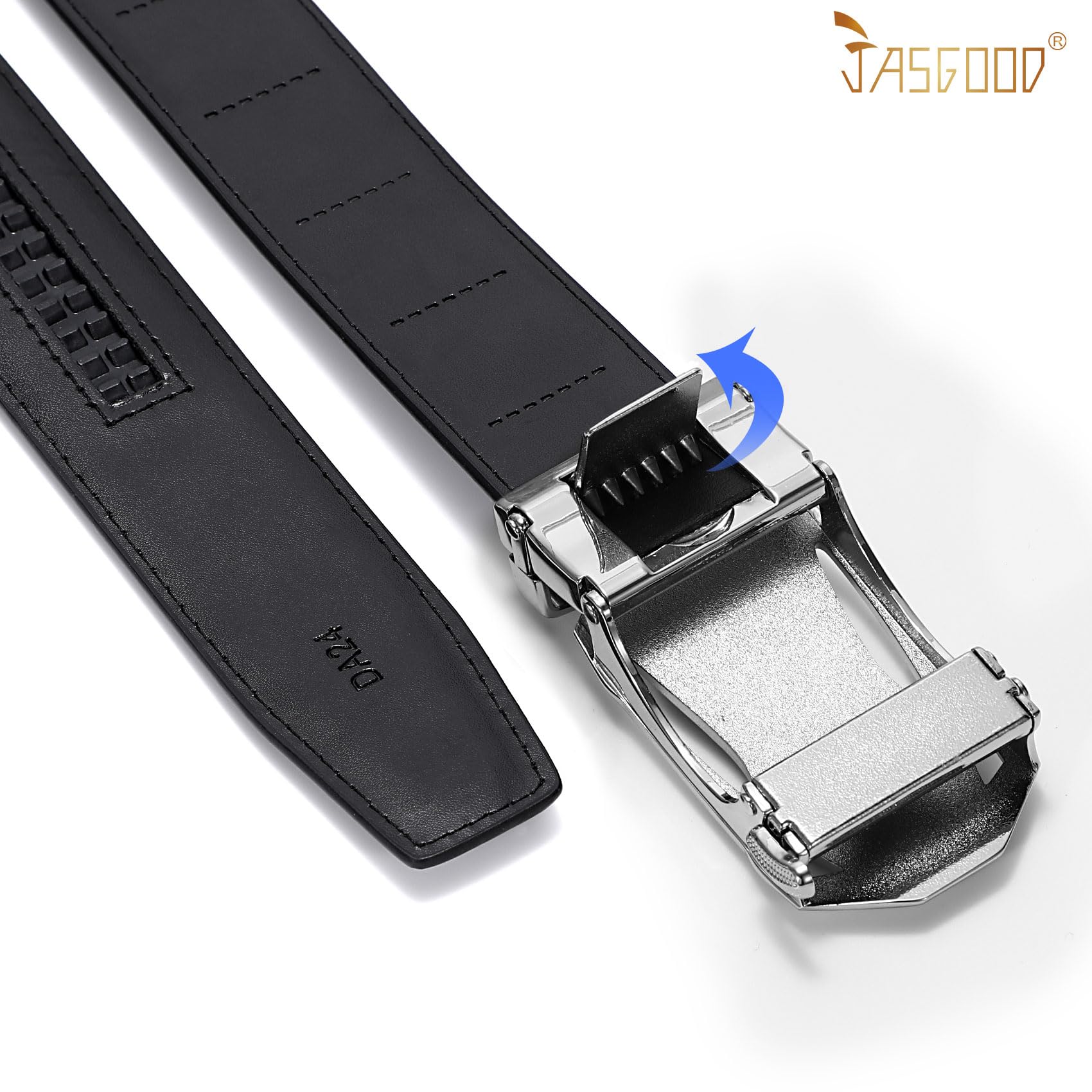 JASGOOR Men's Ratchet Leather Belt - Adjustable Automatic Slide Buckle for Dress & Casual Wear | Comfortable & Trim Fit for Office, Business, Travel & Everyday Use
