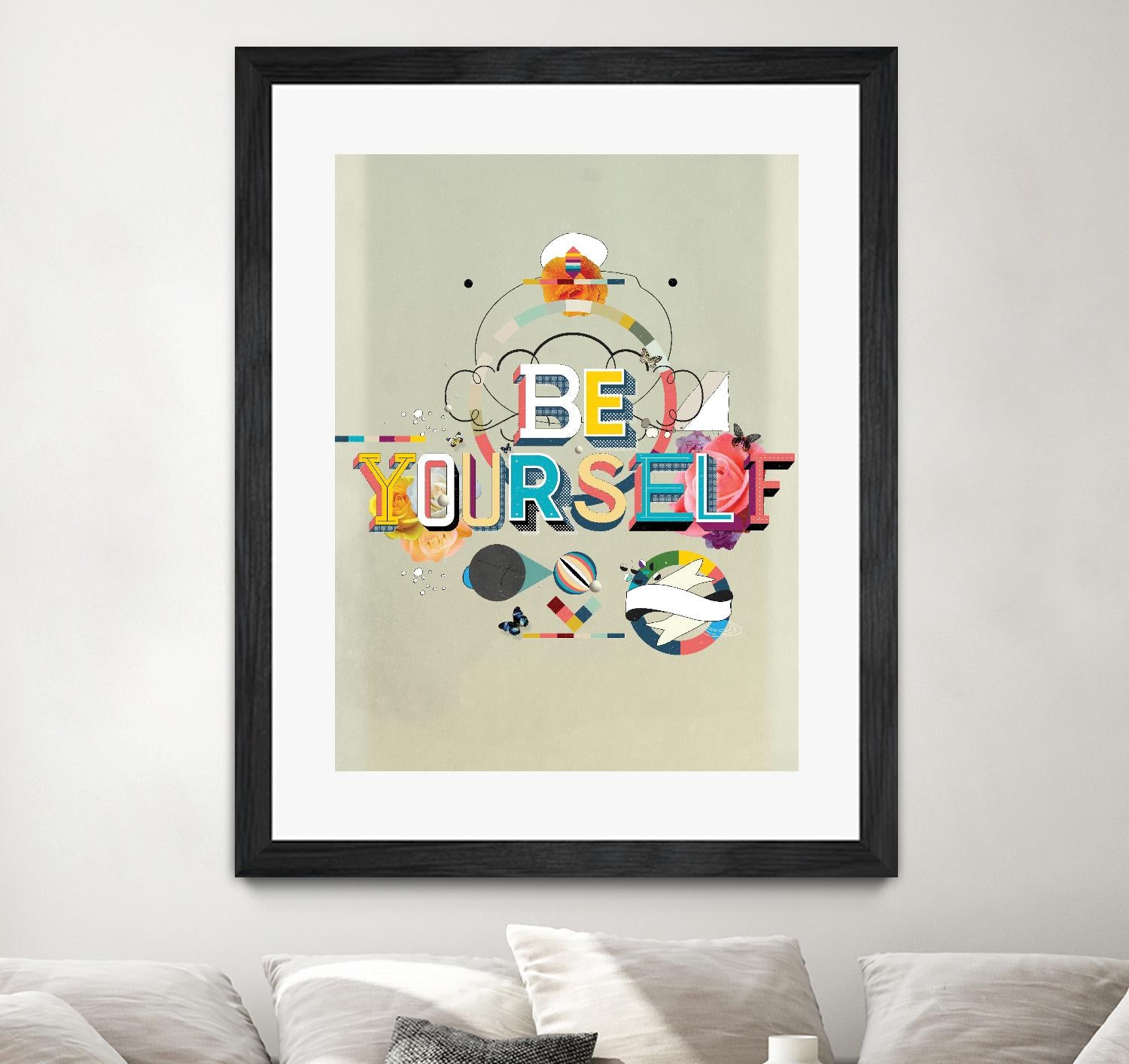 Be Yourself - Inspirational Motivational Quote Wall Art for Home & Office Decor - Perfect for Living Room, Bedroom, or Workspace