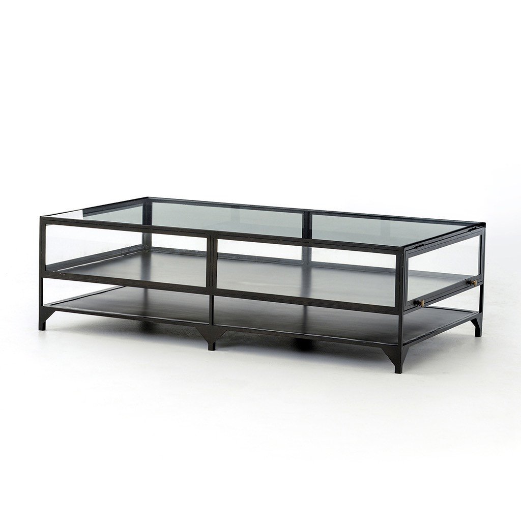 Modern Black Shadow Box Coffee Table with Storage - Stylish Living Room Centerpiece for Home Decor