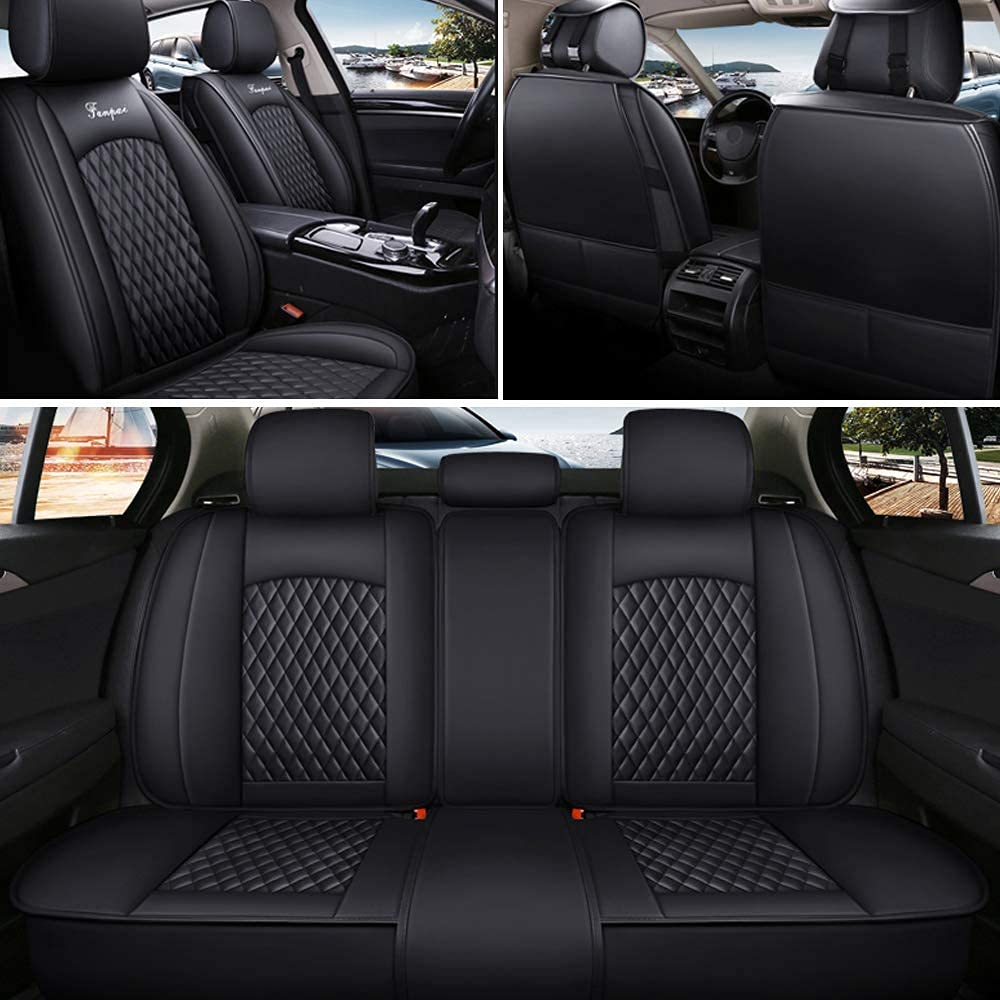 Premium Leather Car Seat Covers for Ford Ranger 2019-2021 - Waterproof Vehicle Seat Protectors, Full Set Standard Black - Perfect for Off-Roading, Daily Commuting & Road Trips
